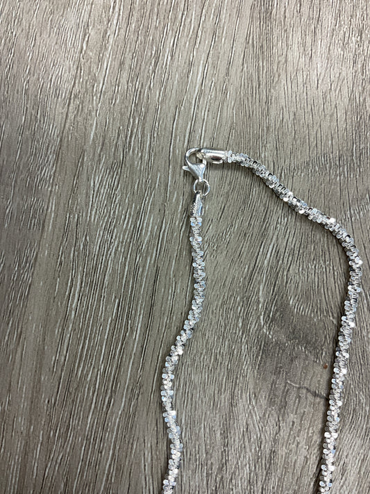 925 Sterling Necklace 17" chain with blue cz ball pendant