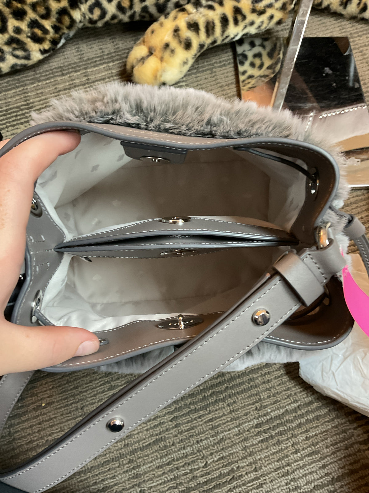 Kate Spade Purse Marti Faux Fur Small bucket bag