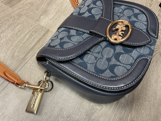 coach Purse Denim Signature Georgie Saddle Crossbody Bag C4066