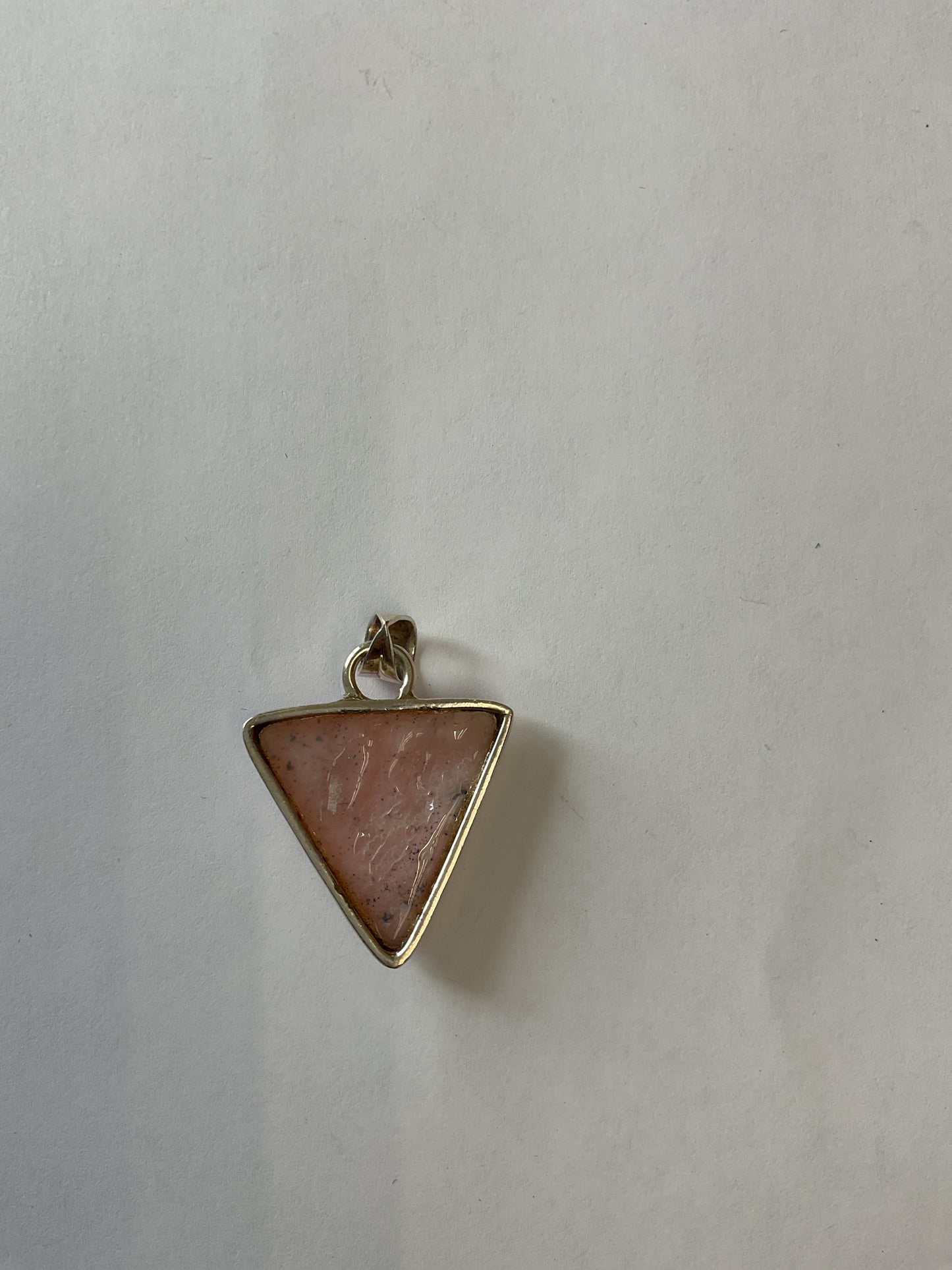 Sterling Silver Pendant triangle pink opal stone