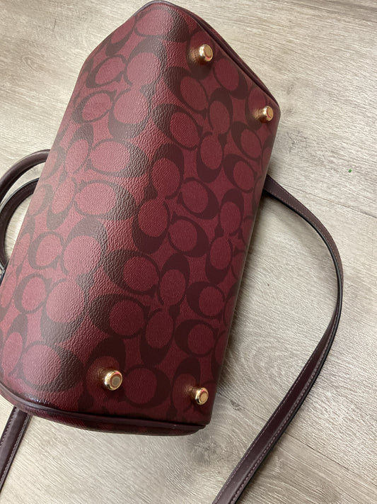 coach Purse Rowan Satchel burgundy Signature Canvas Bag CH280