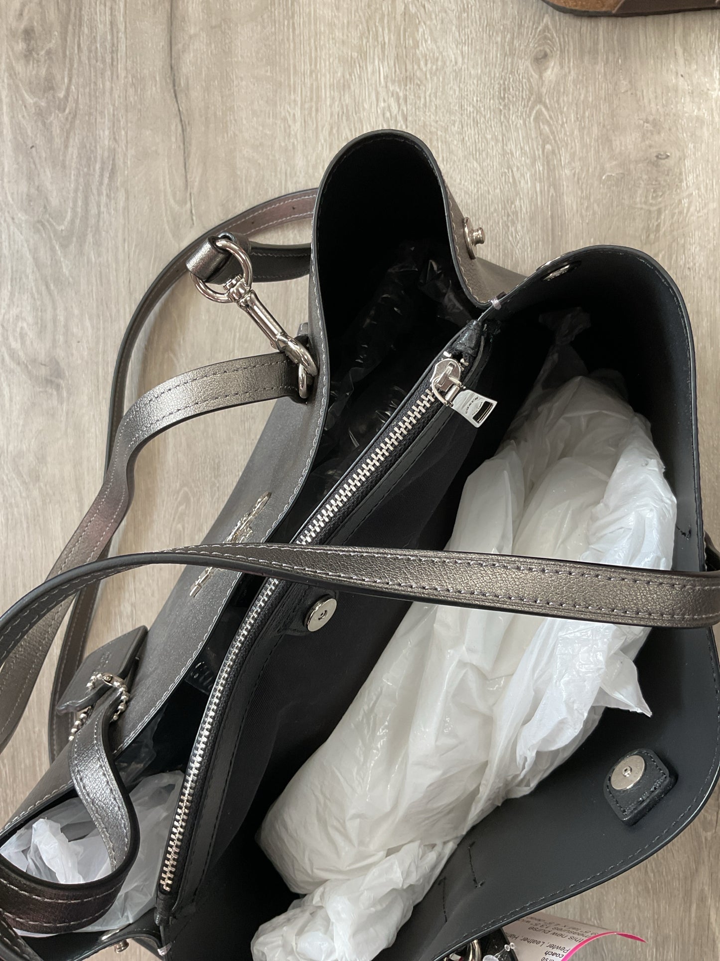 coach Purse Avenue Carryall Bag Tote Crossbody Purse Metallic 48734 gunmetal