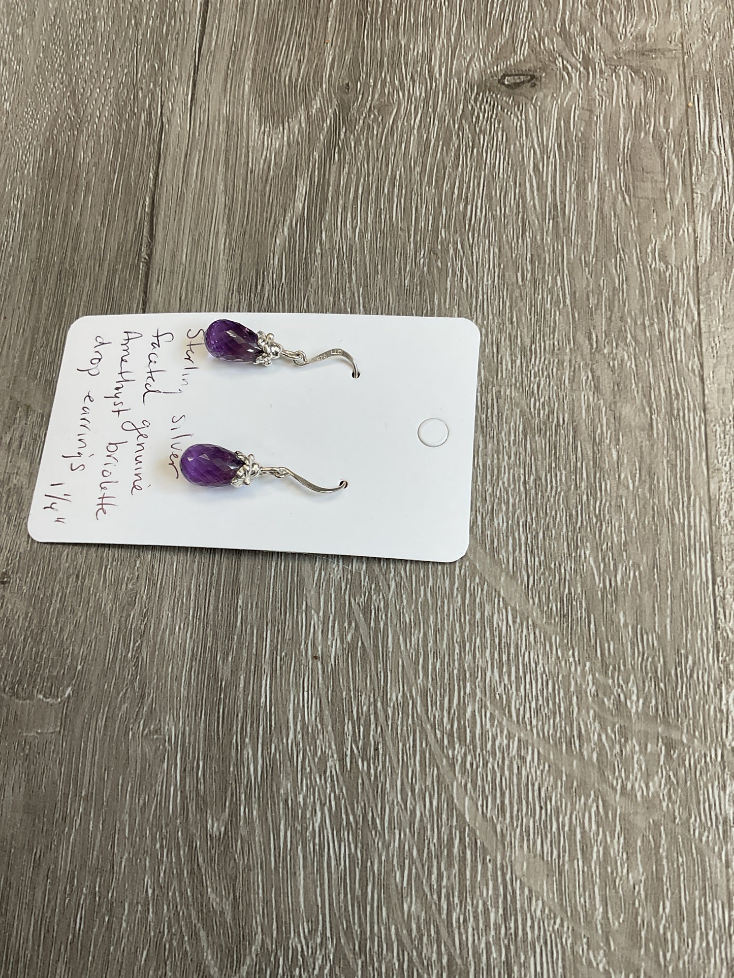 925 Sterling Earrings faceted genuine amethyst dangle