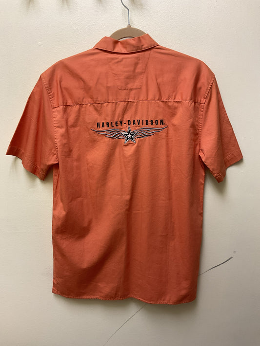 Size S Harley Davidson Orange Short Sleeve Shirt Men's vintage