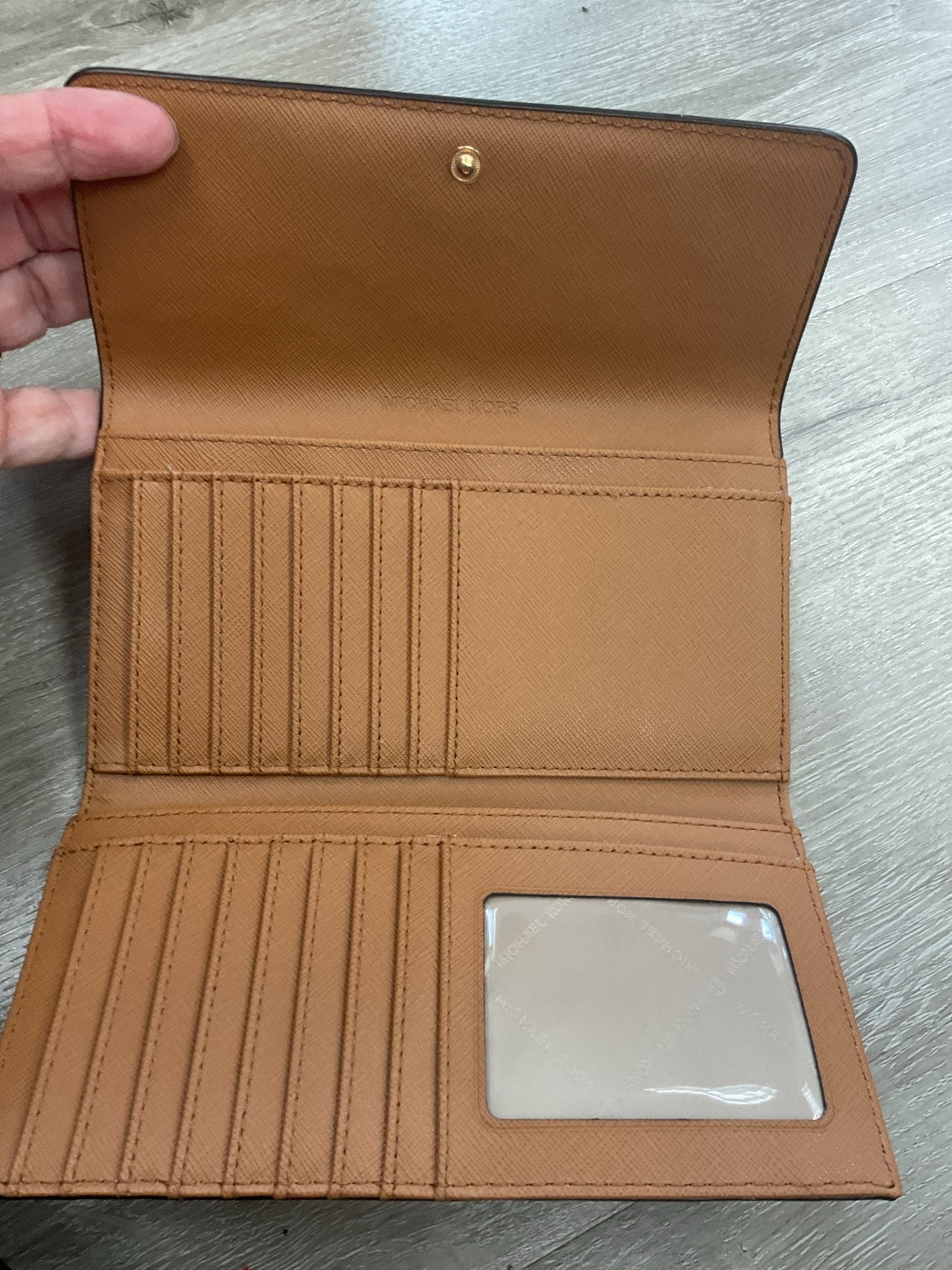 Michael Kors Wallet full size flap fold over MK gold hardware