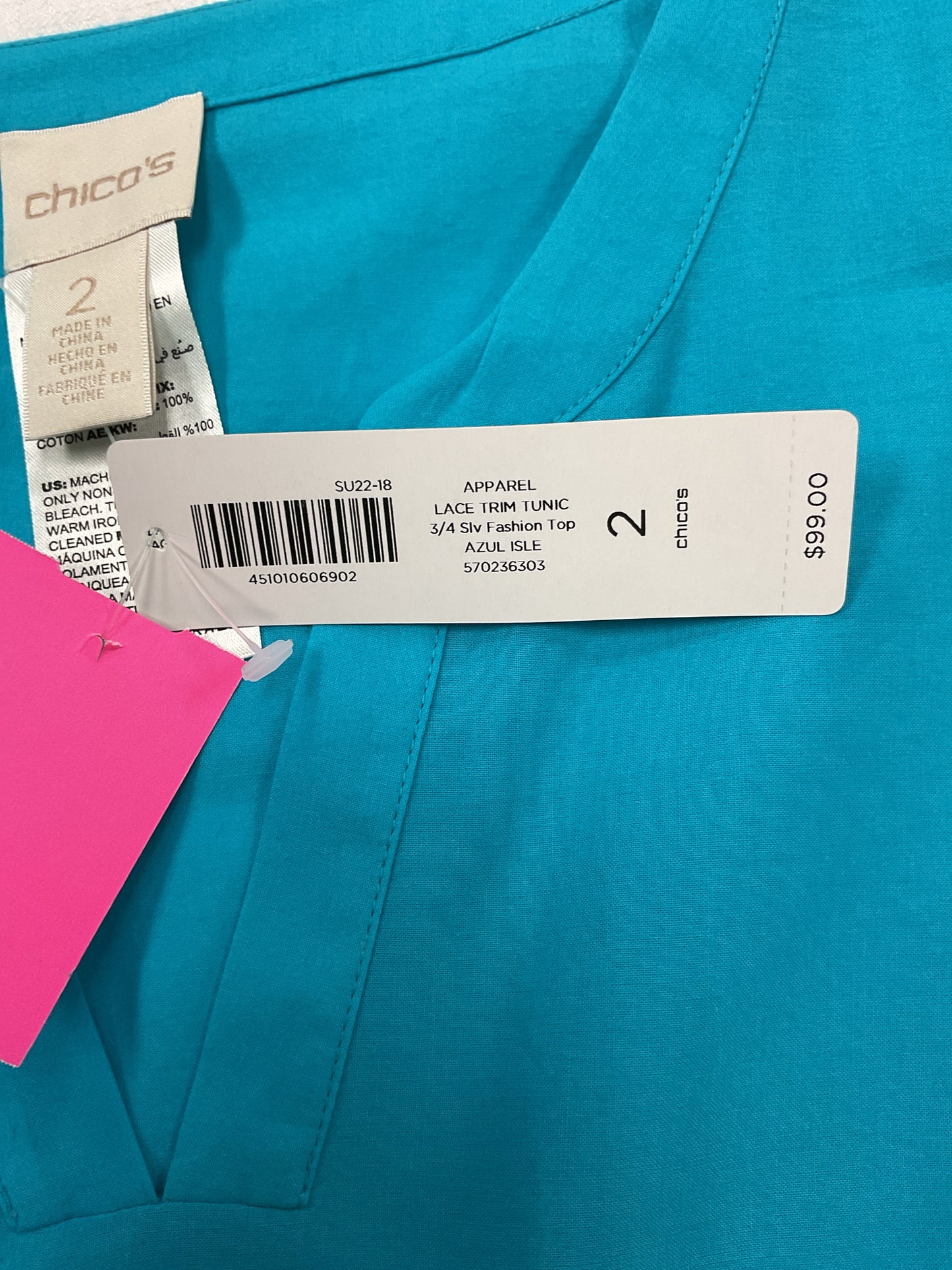 Chico's Size 2 Blue Shirt