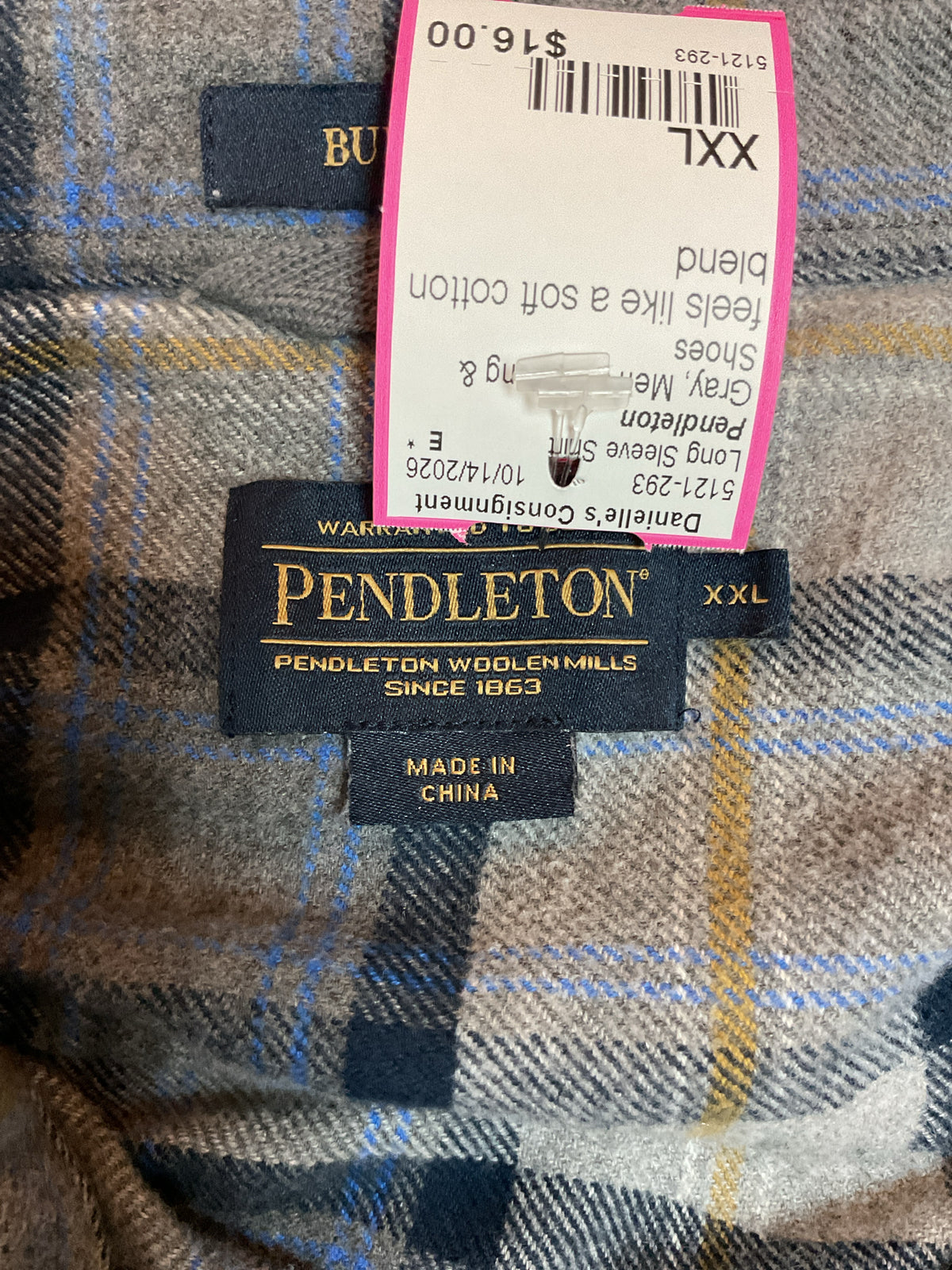 Size XXL Pendleton Gray Long Sleeve Shirt Burnside flannel