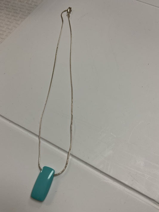 925 Sterling Necklace with sleeping beauty turquoise stone 16" chain