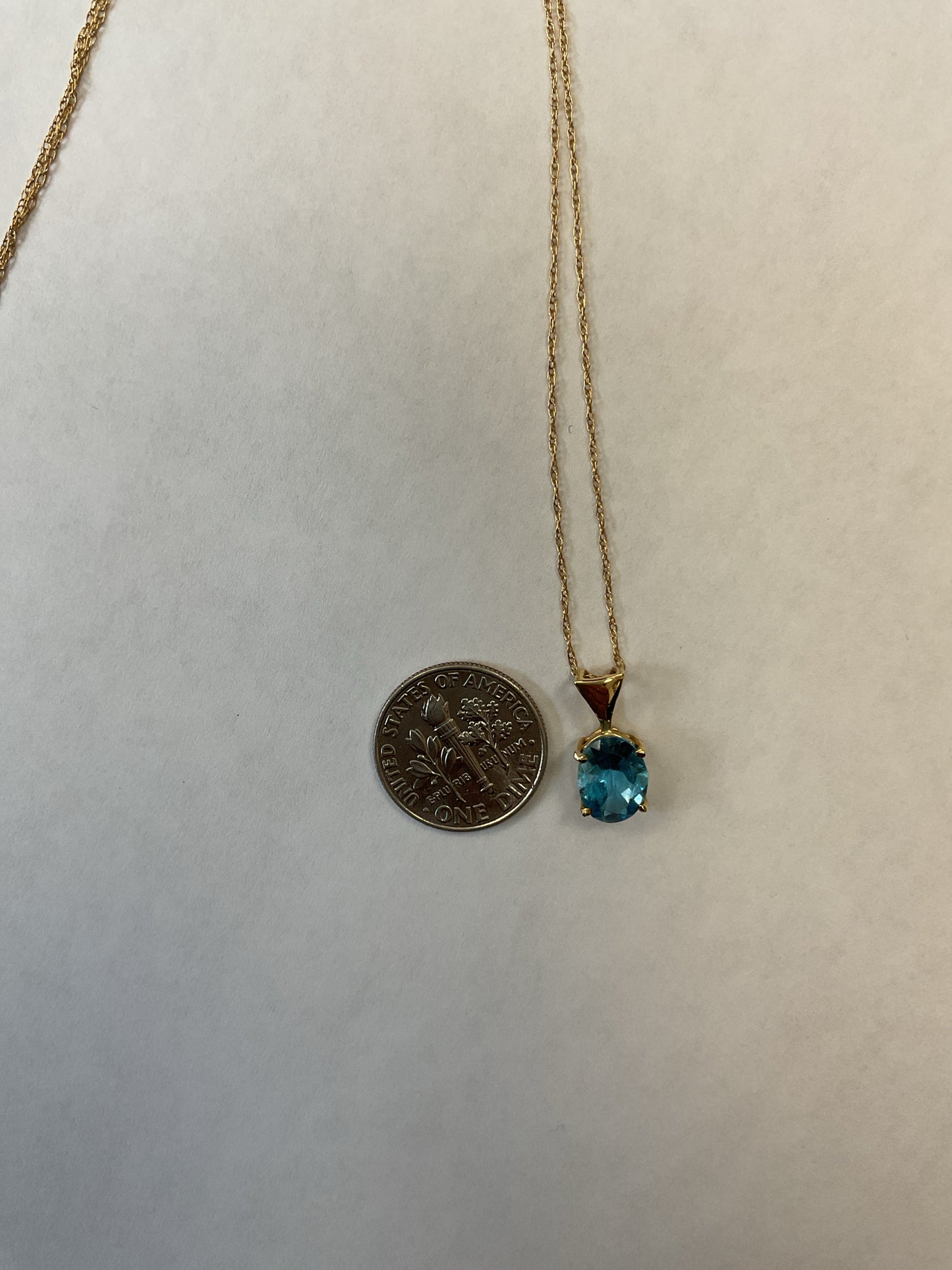 14K Necklace london bllue topaz pendant 1.6g