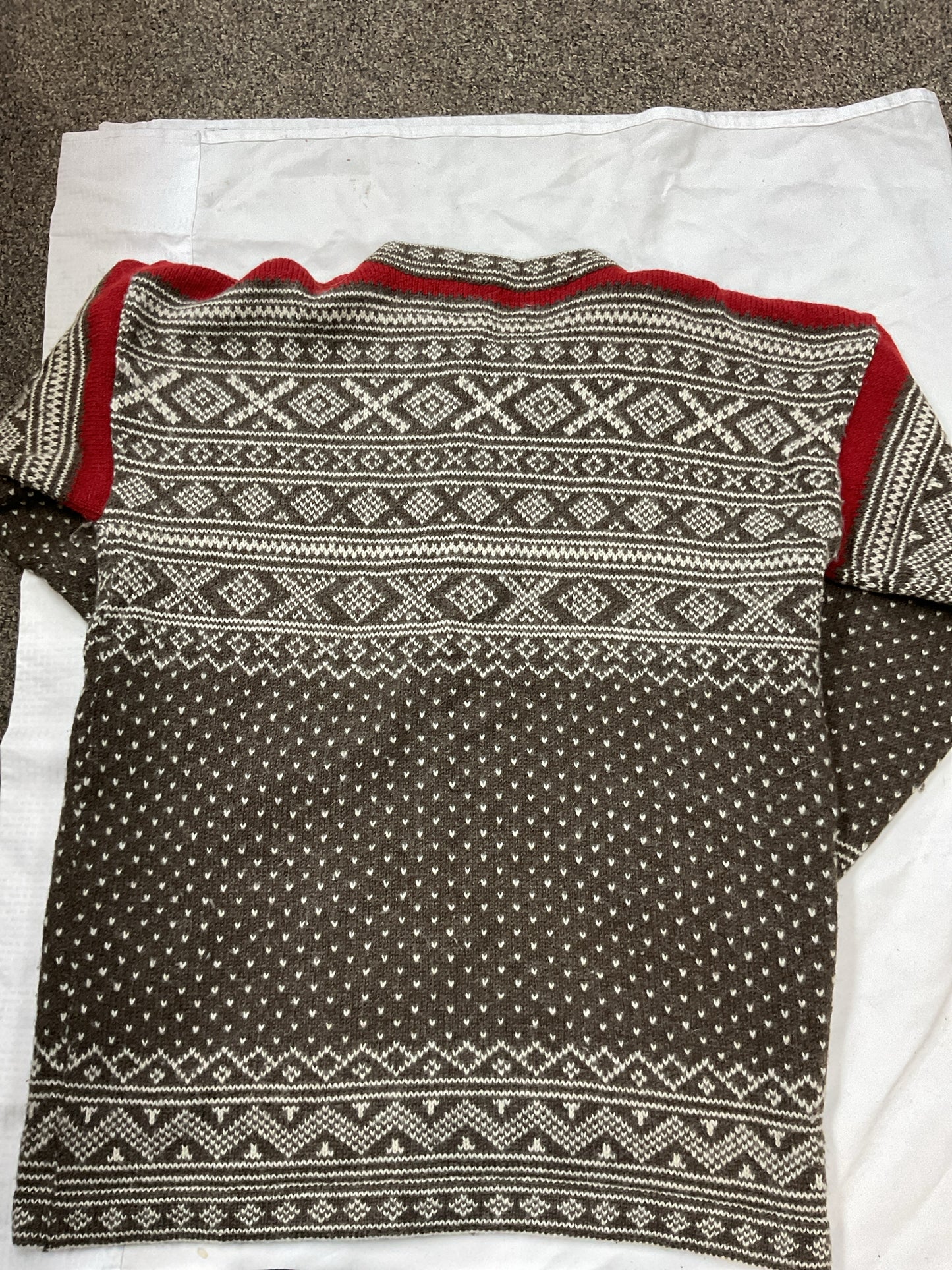 Devold Size L Brown Cardigan Norweigan sweater pure new wool Men's