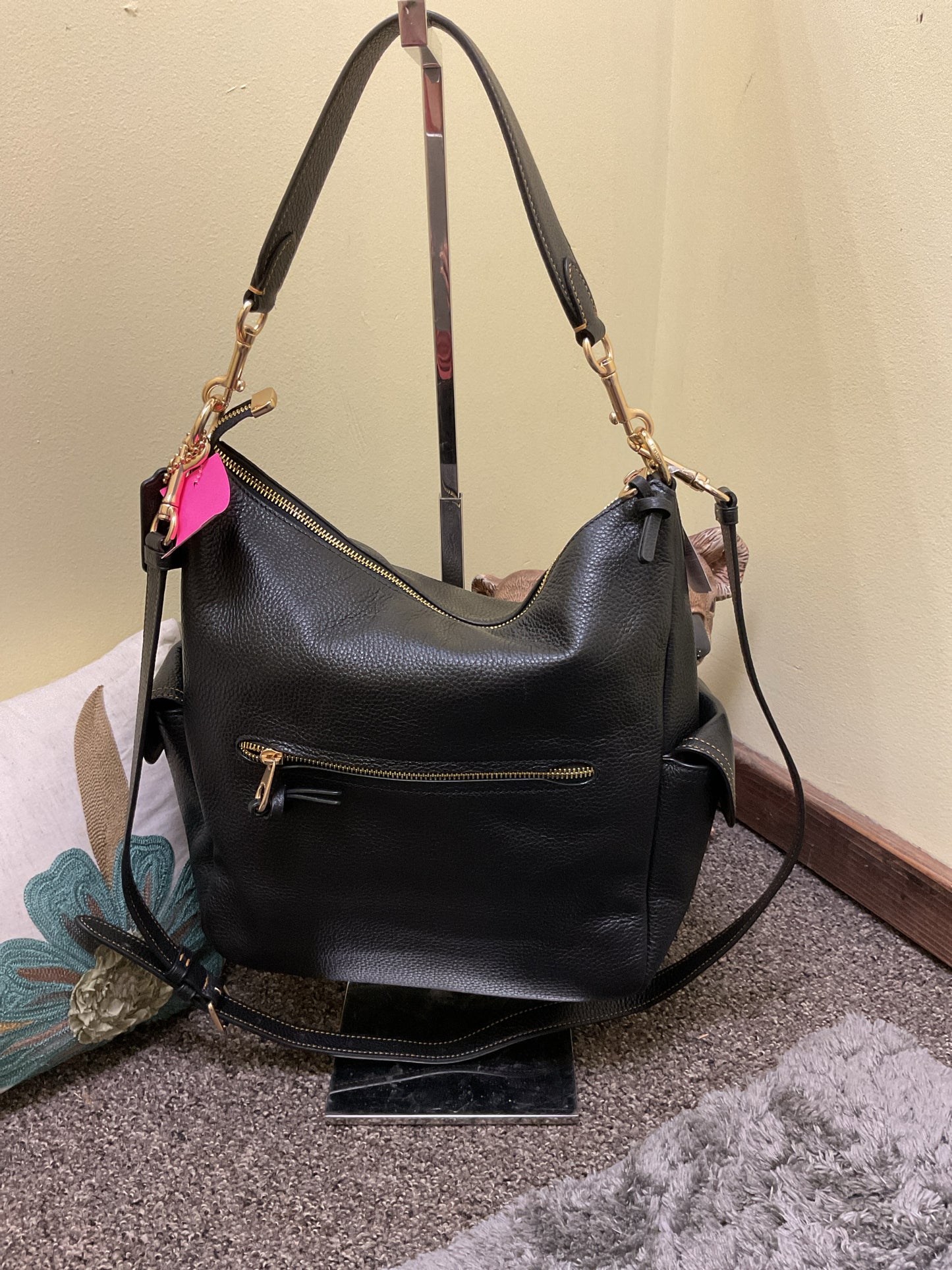 Coach Pennie black leather large crossbody NEW