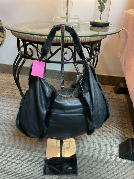 Kenneth Cole Purse NWT convertible large leather fur trim purse