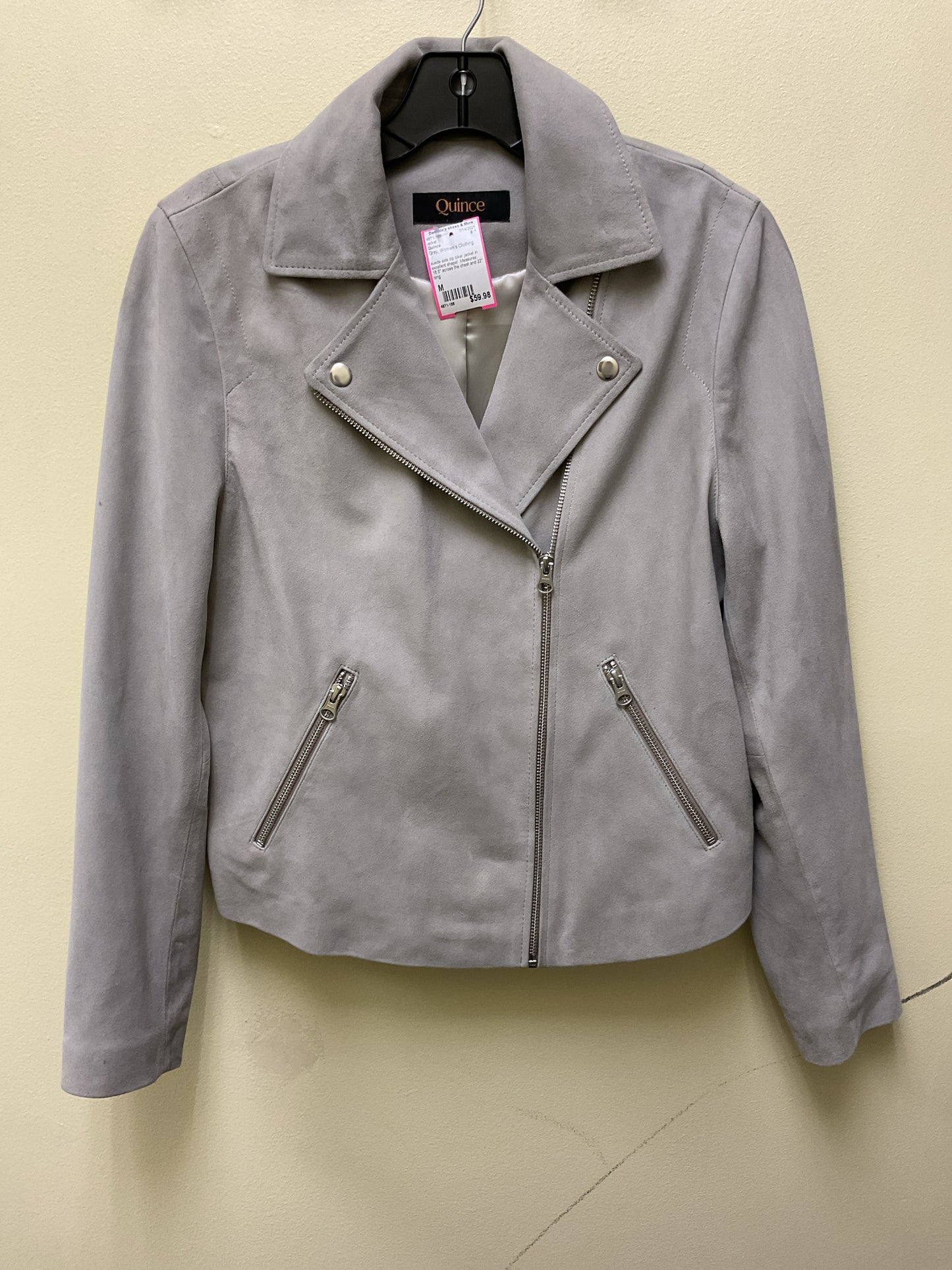 Quince Size M Gray jacket suede moto jacket