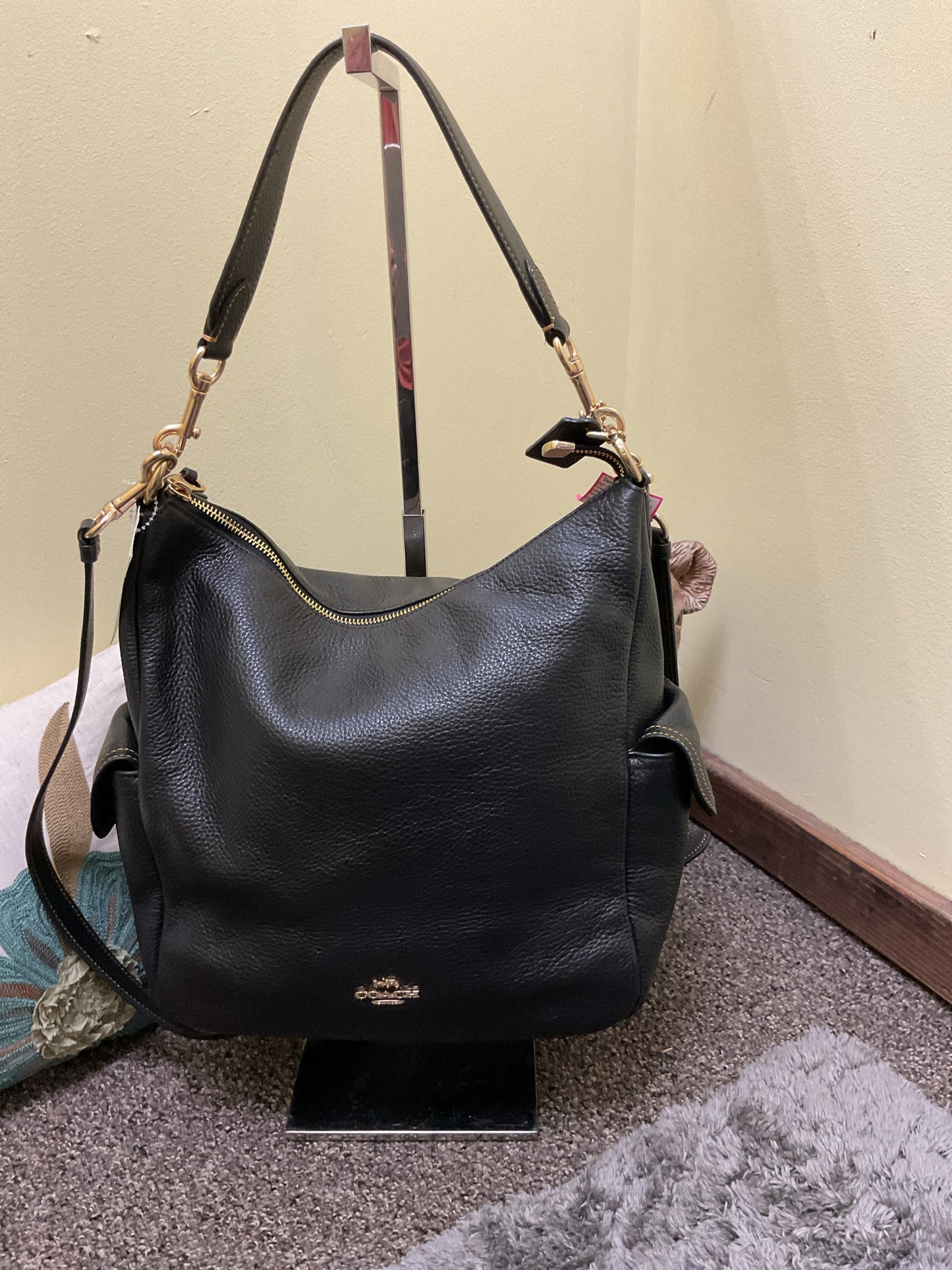 Coach Pennie black leather large crossbody NEW