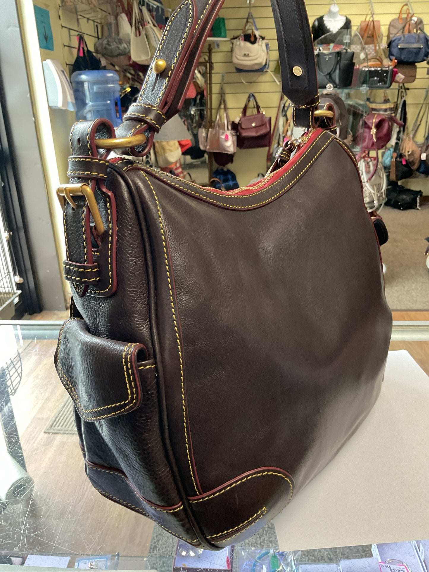 Dooney & Bourke Purse Side Pocket Hobo Brown Tmoro New