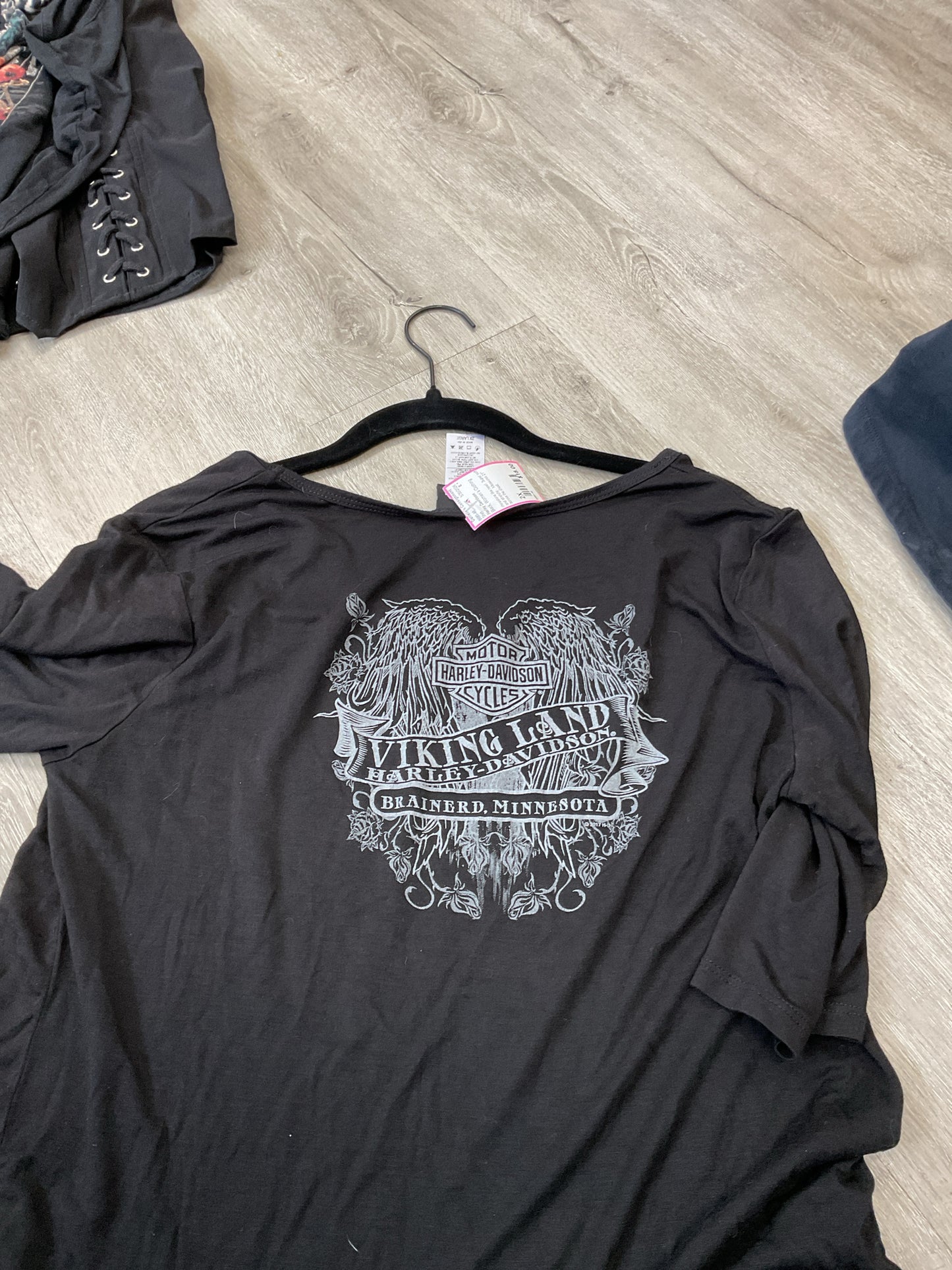 Harley Davidson Size 2X Black Shirt short sleeve rhinestone Harley