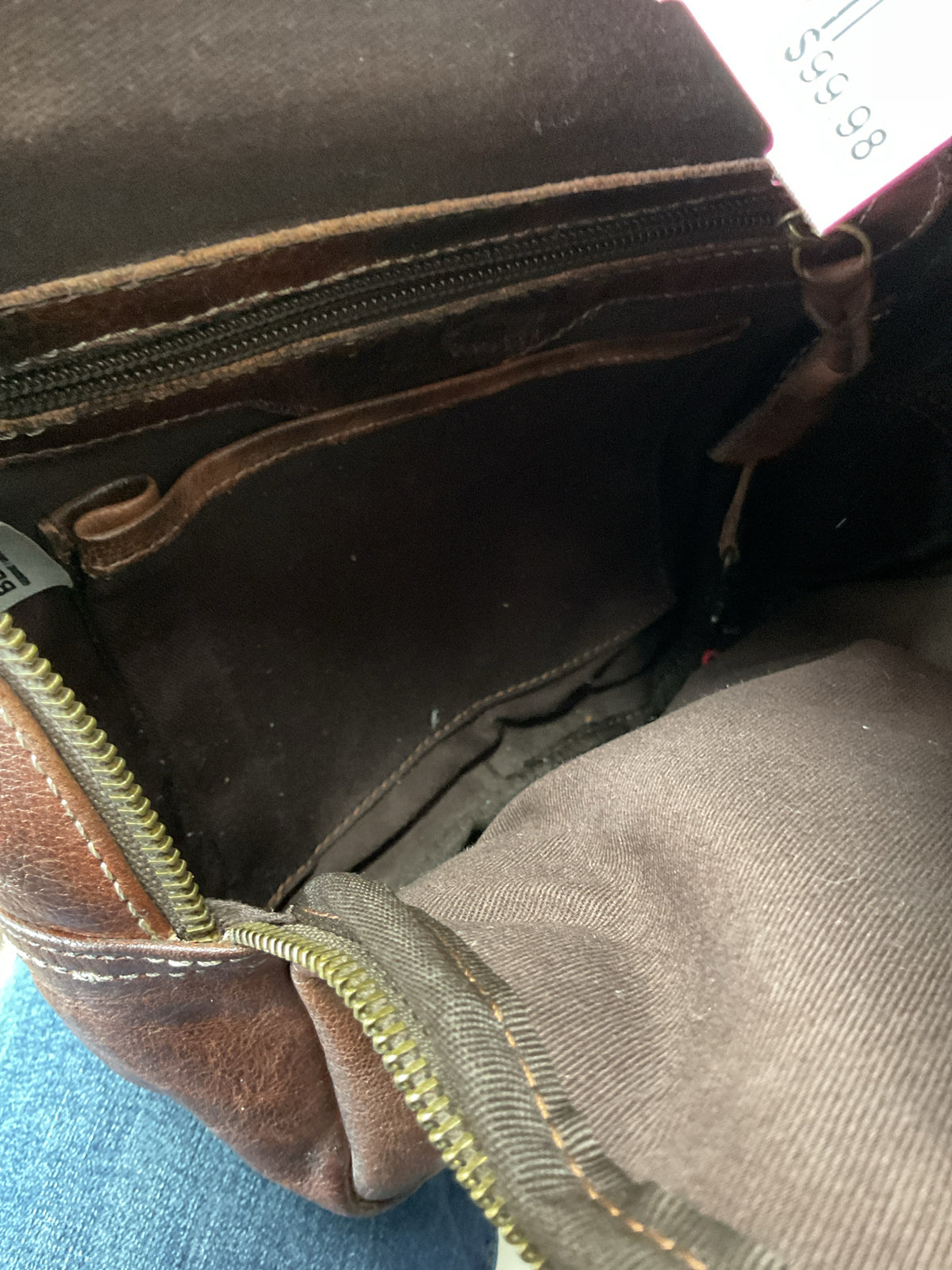 BED STU Purse dark brown sling outside pocket