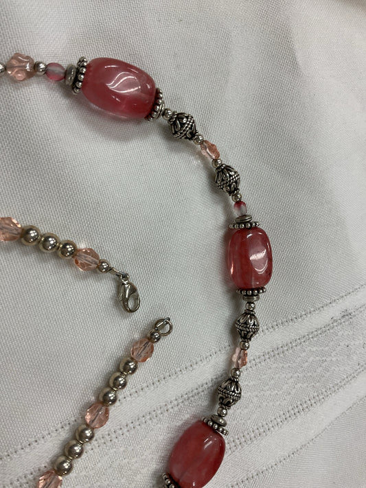 Sterling Silver Necklace cherry quartz necklace earrings and bracelet