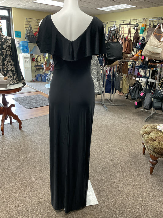 Ralph Lauren Size 4 Black Dress Formal long NWT with ruffle trim