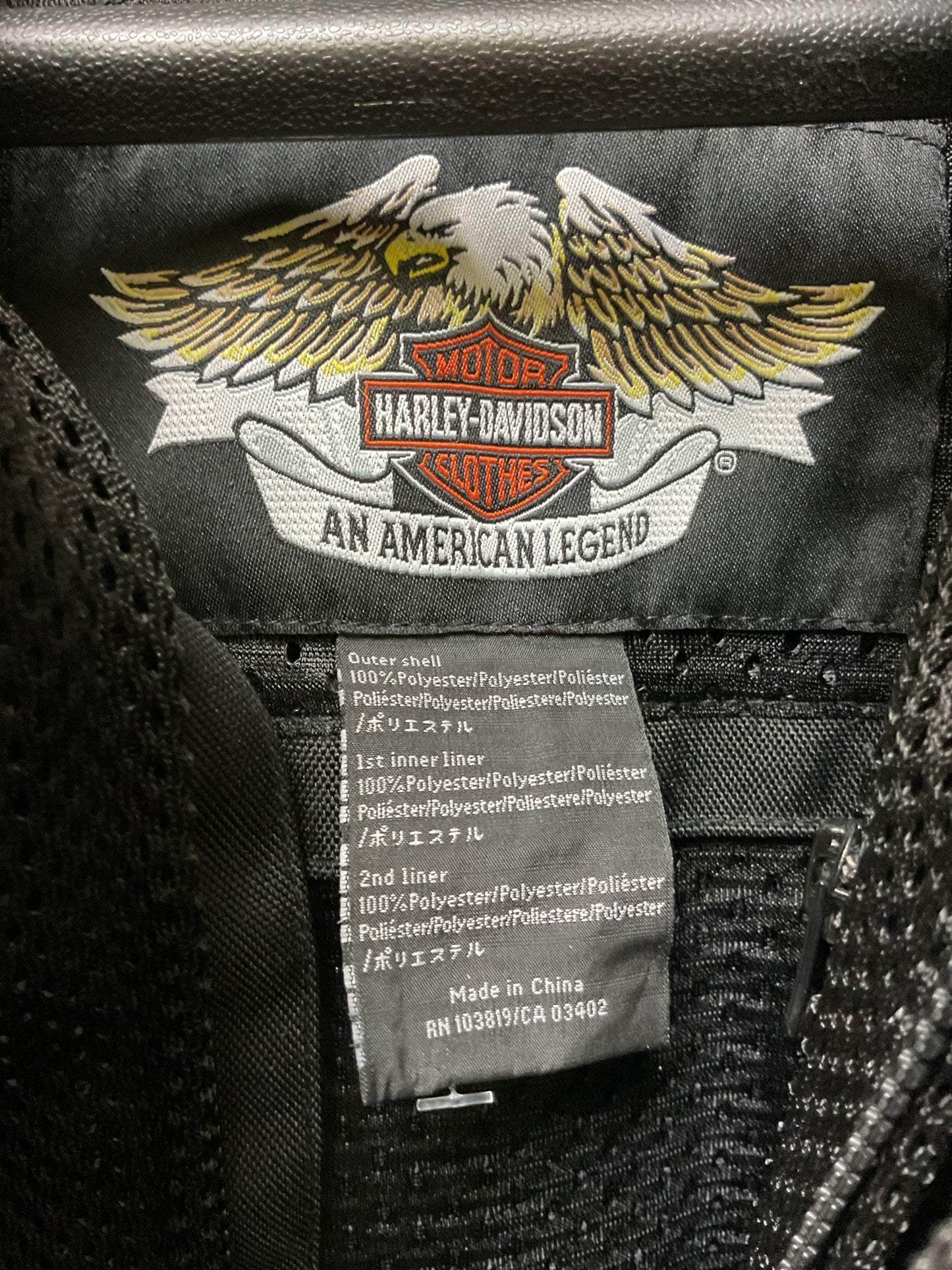 Harley Davidson Black Size XL Coat polyester flame removable lining