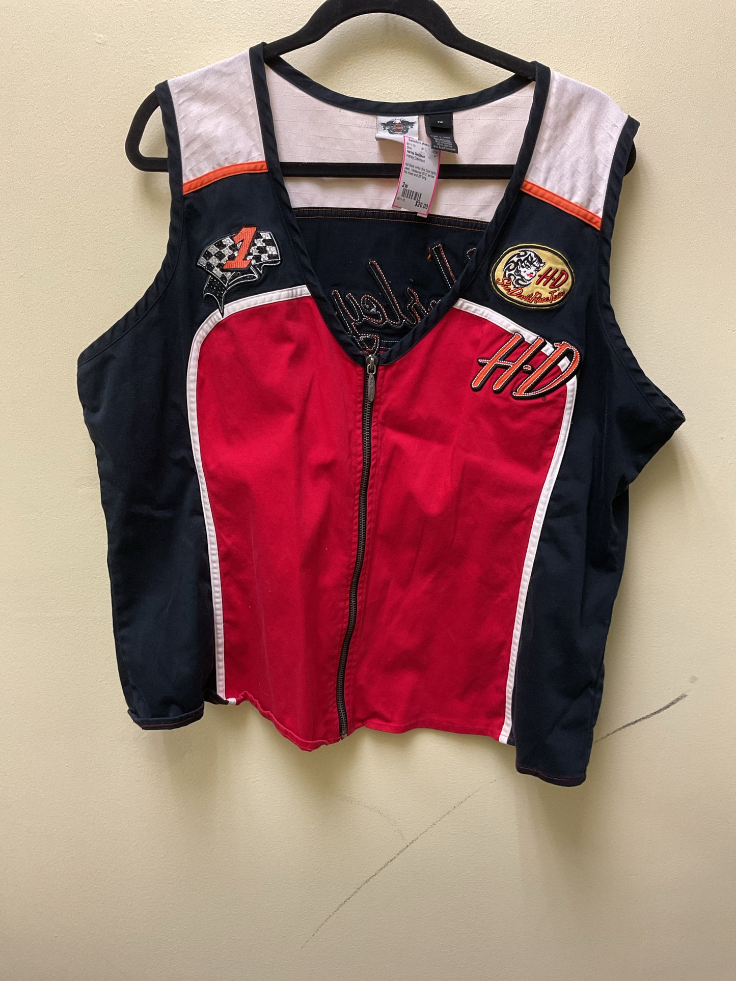 Harley Davidson Size 2w Shirt She Devil Red Black and white zip tank top