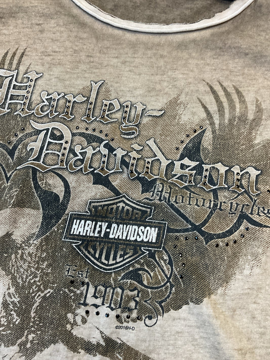 Harley Davidson Size 2X Brown Shirt ombre tan brown tank South Dakota