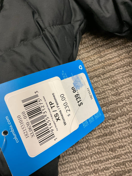 Columbia Size XS Black Coat Responsible down long NWT