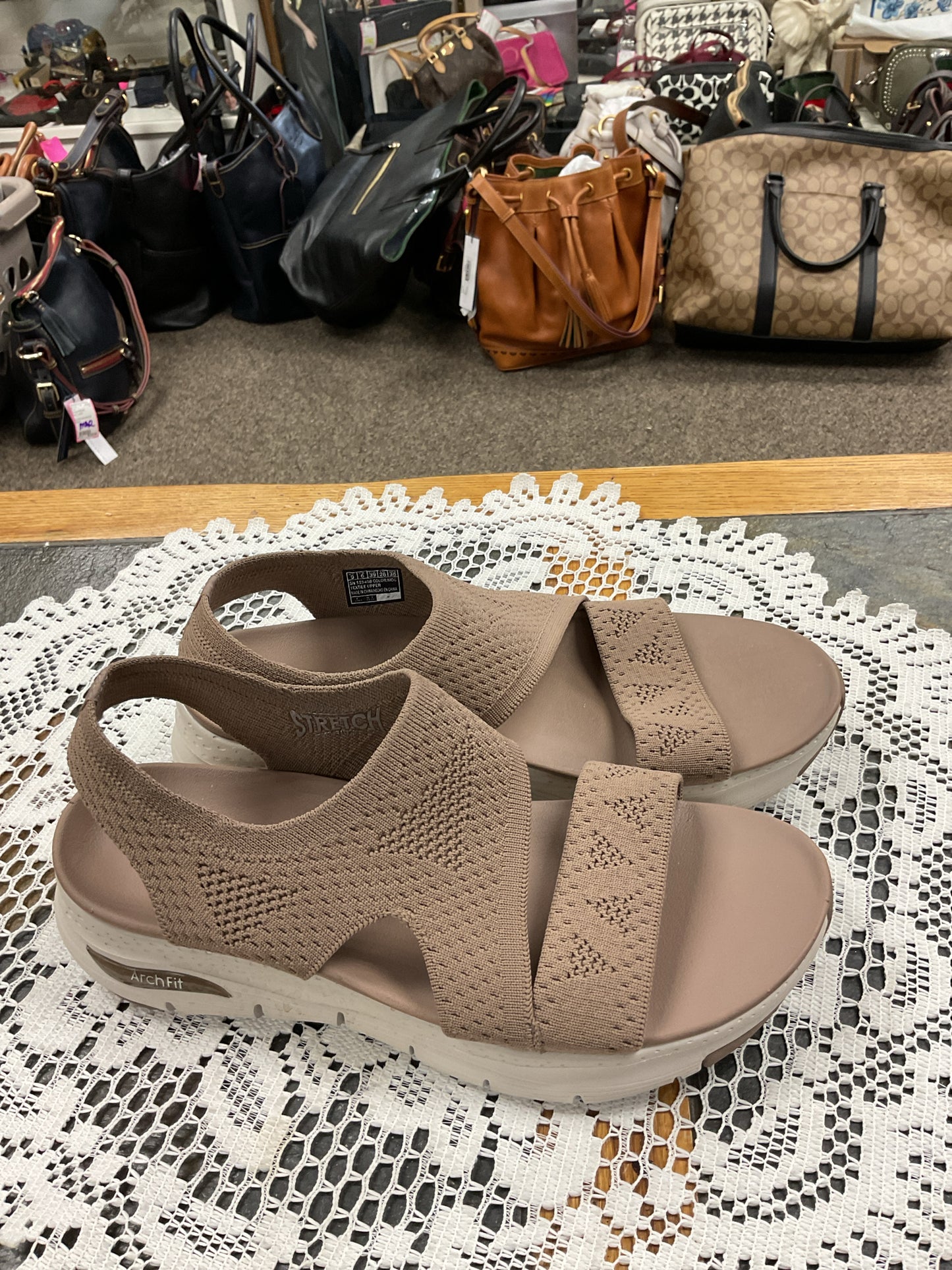 9 Skechers Taupe Sandals