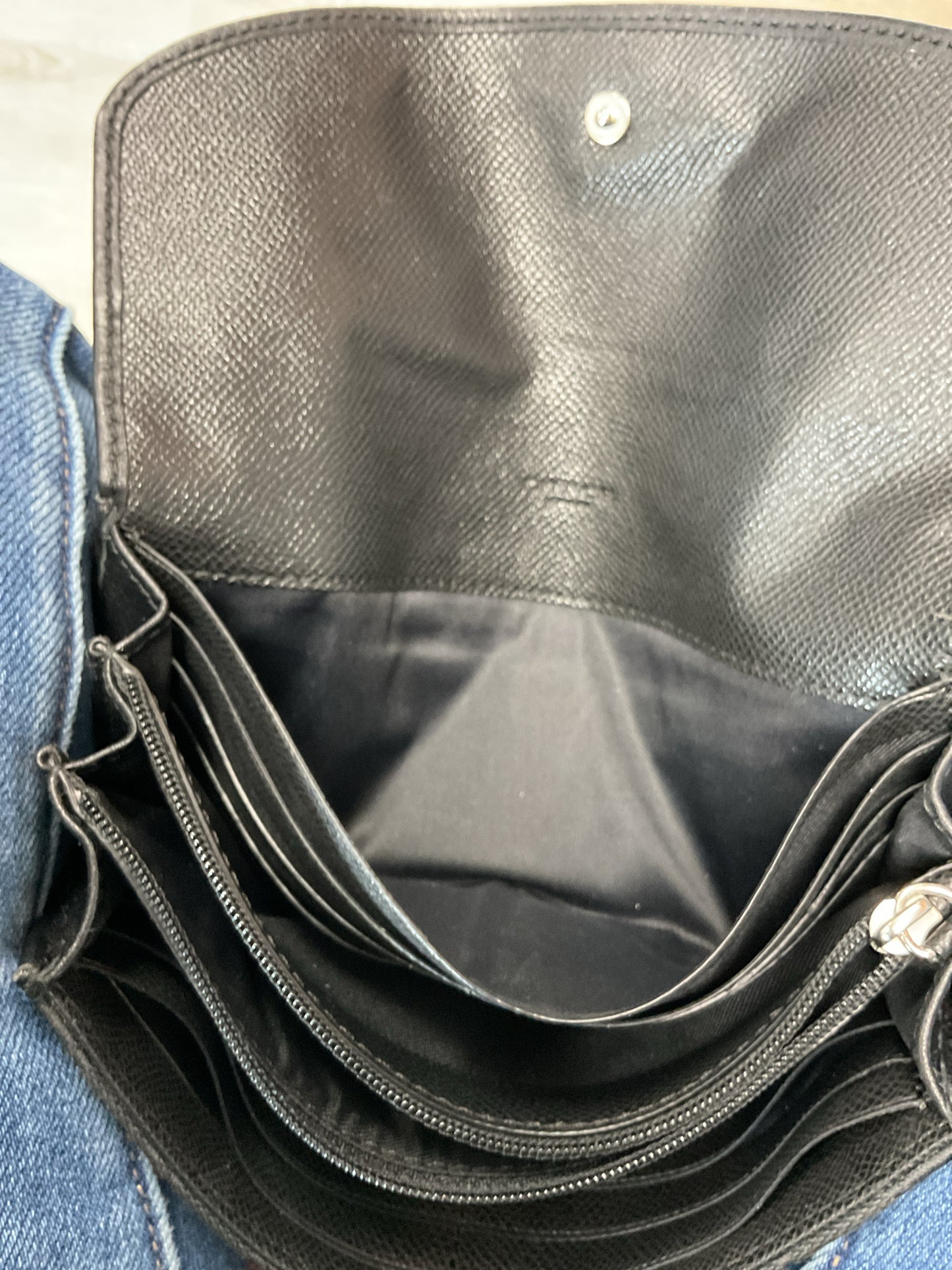 coach Wallet vintage black leather flap full size signiture