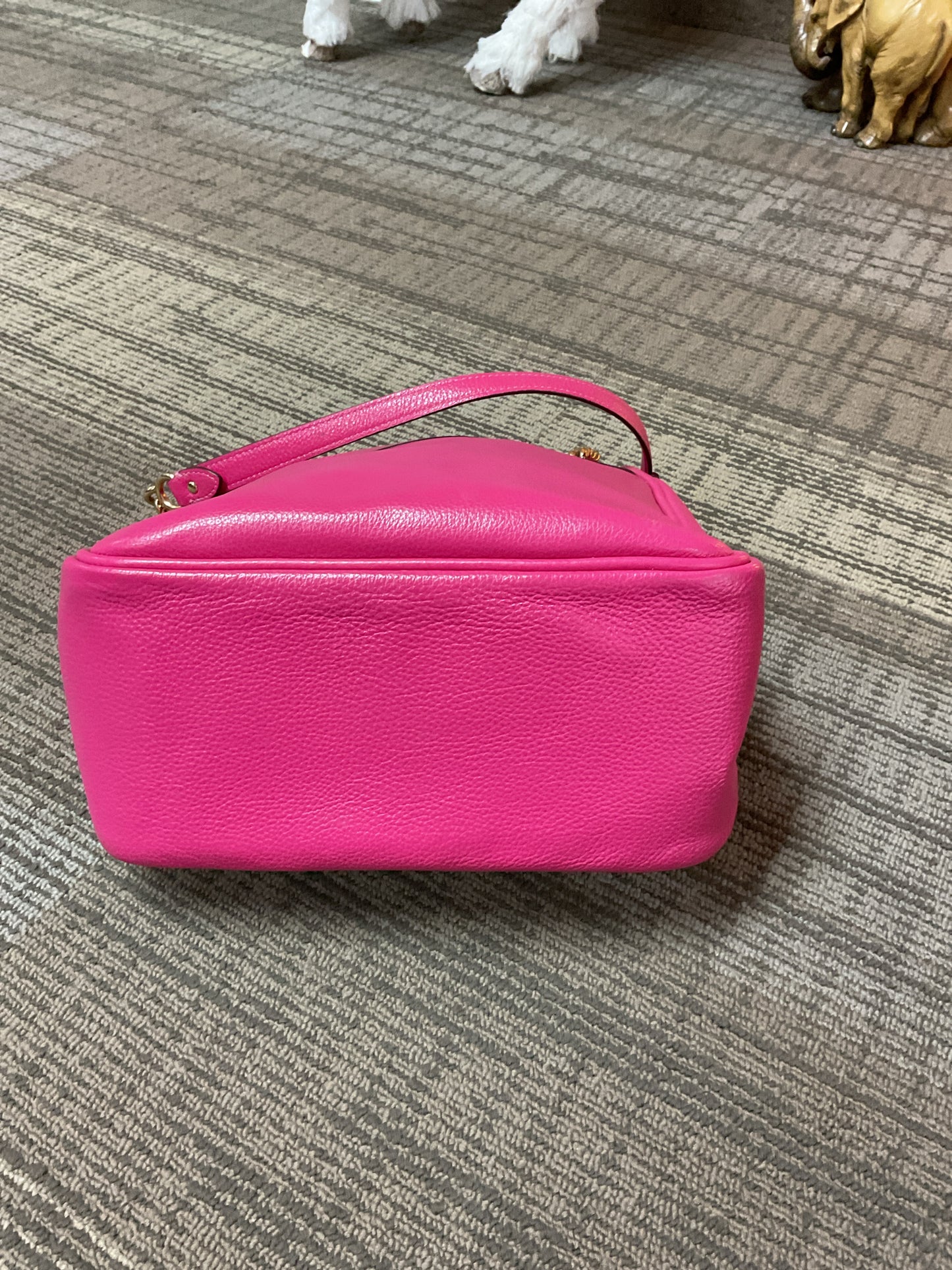 coach Purse C8315 Cammie Chain Bucket Handbag Pebble Leather Bold Pink NWT $450