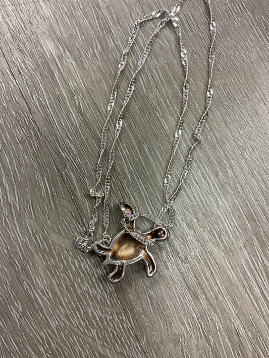 925 Sterling Necklace 17" with opal turtle pendant