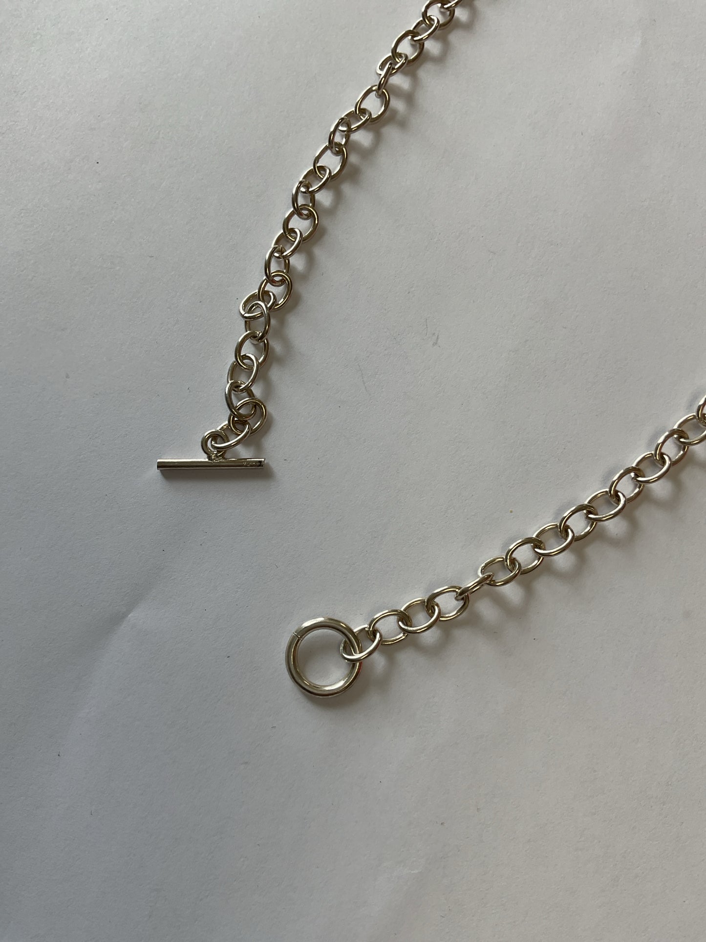 925 Sterling Necklace big loop toggle smal neck 15.5" chain
