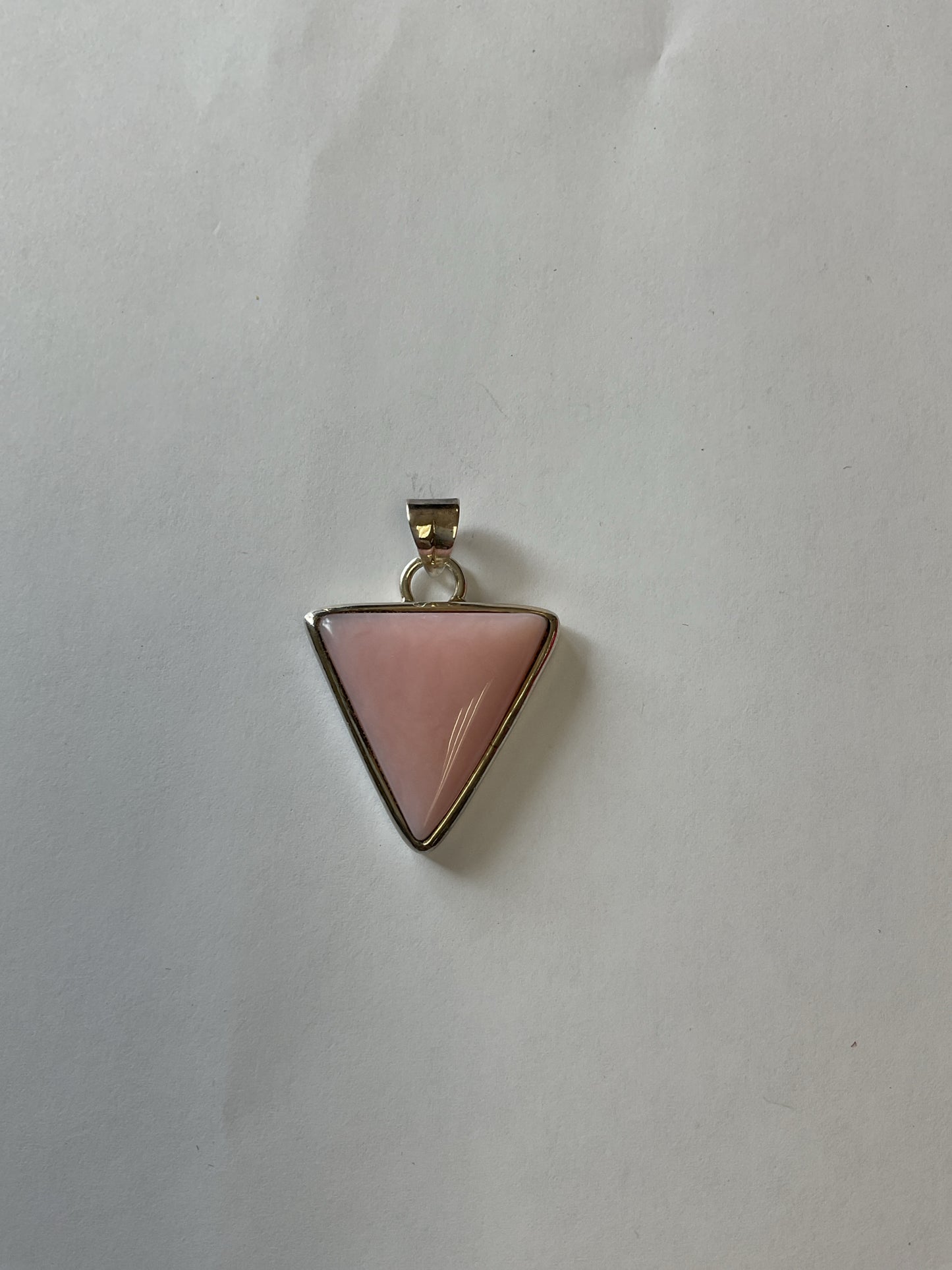 Sterling Silver Pendant triangle pink opal stone
