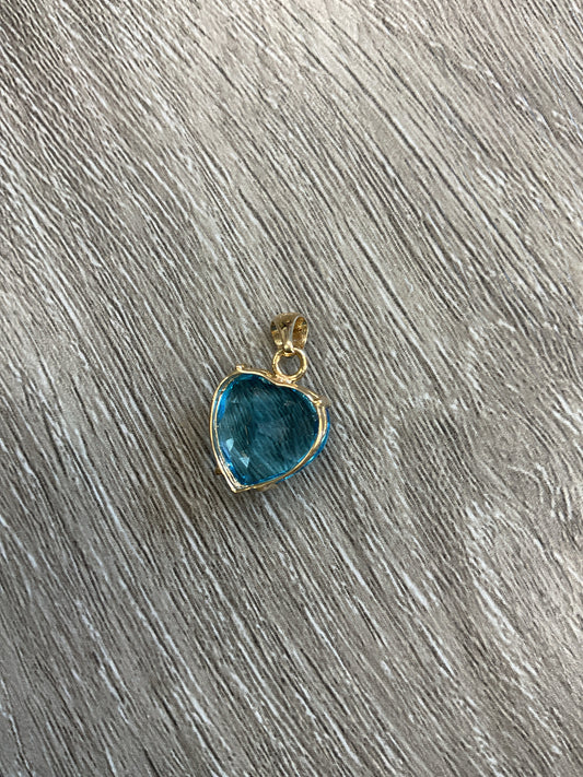 14K Pendant london blue topaz gemston heart