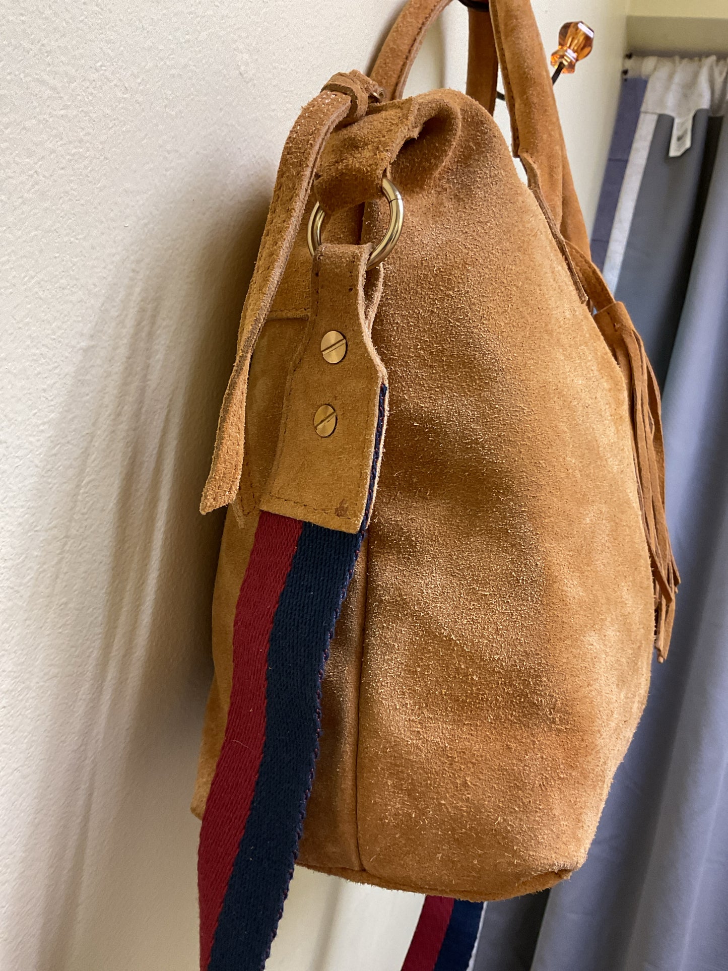Margot Purse suede zip satchel with crossbody strap