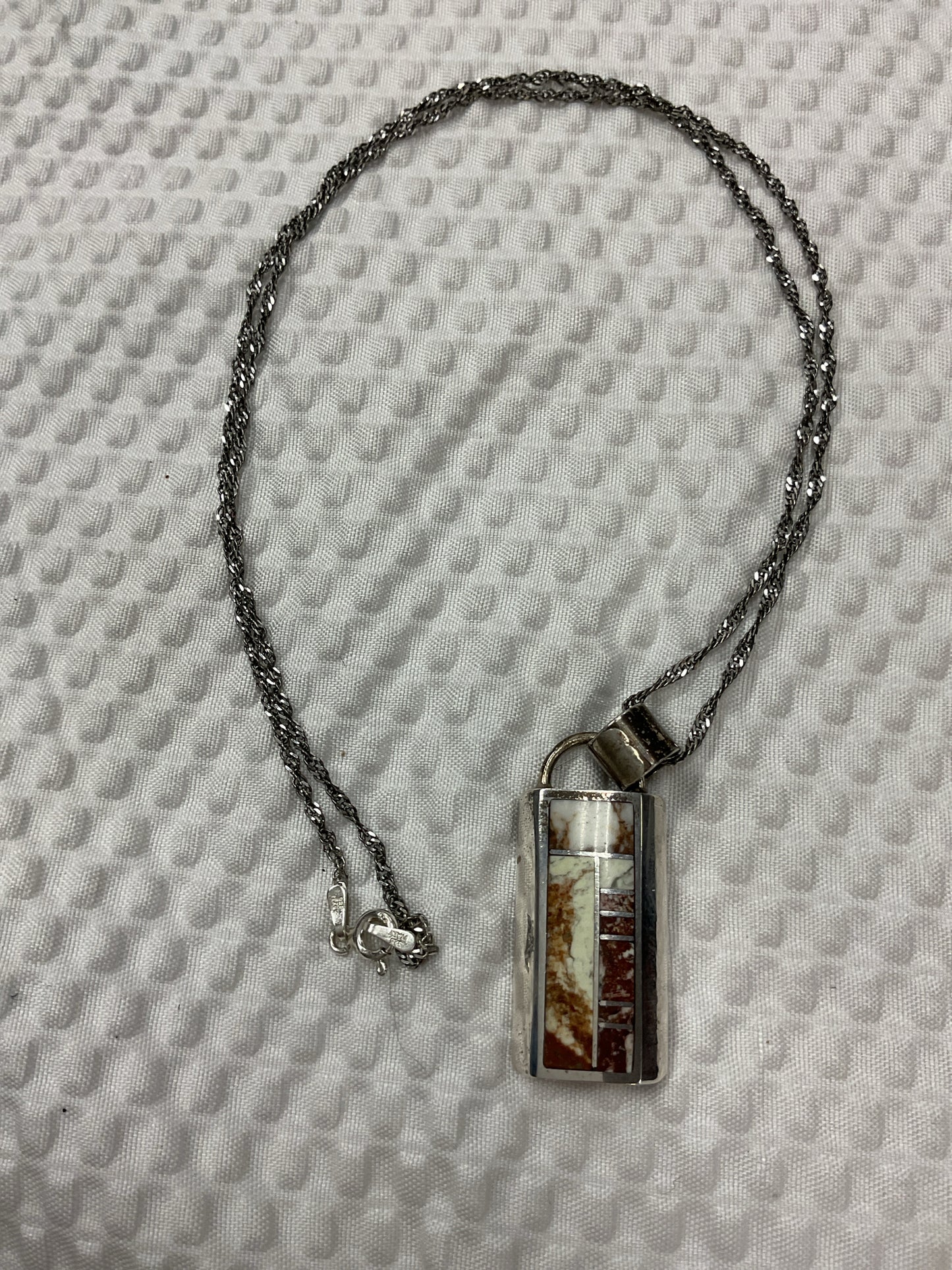 925 Sterling Necklace zebra jasper inlaid