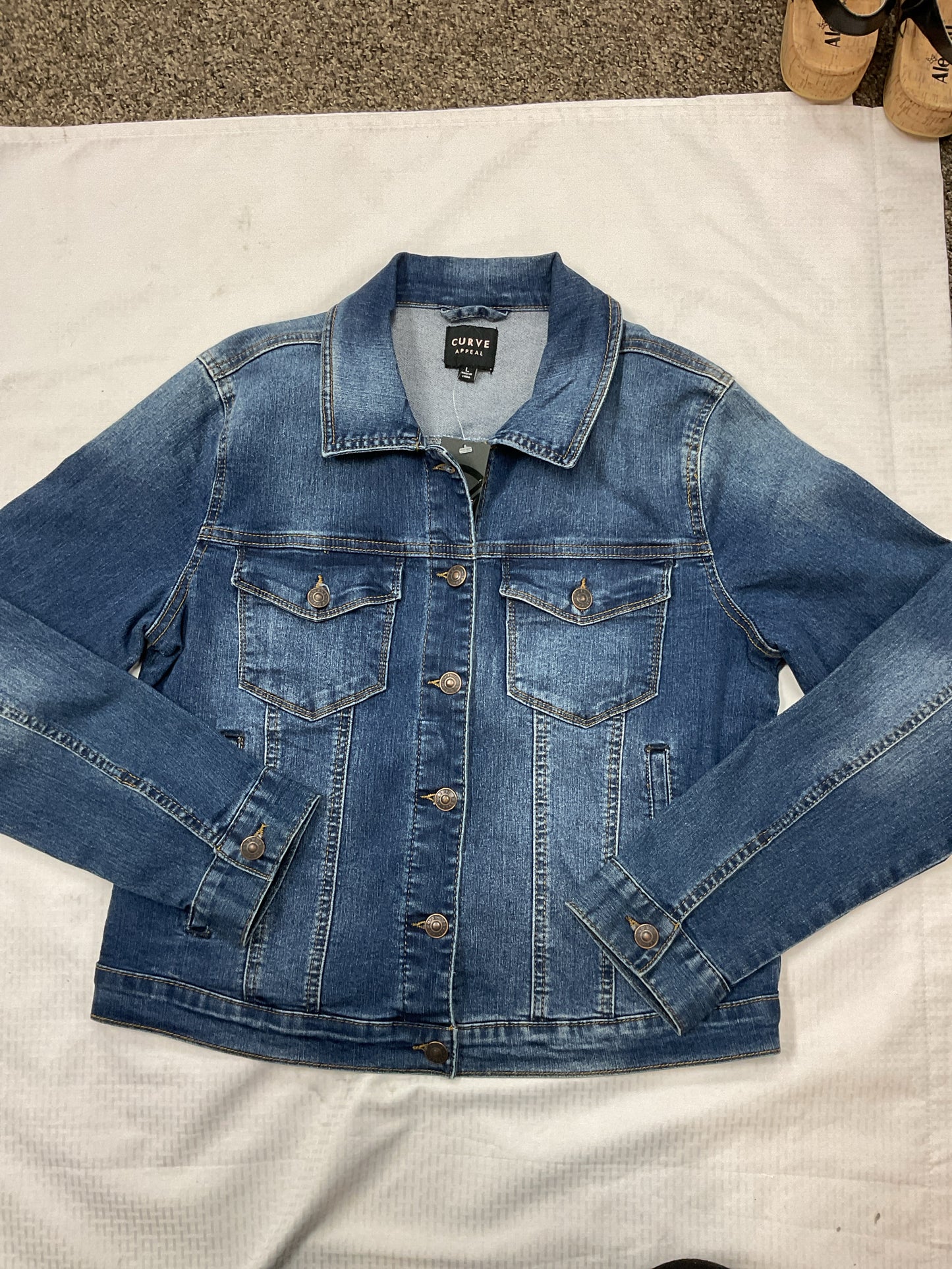 Curve Size M Navy jacket stretchy NEW jean jacket