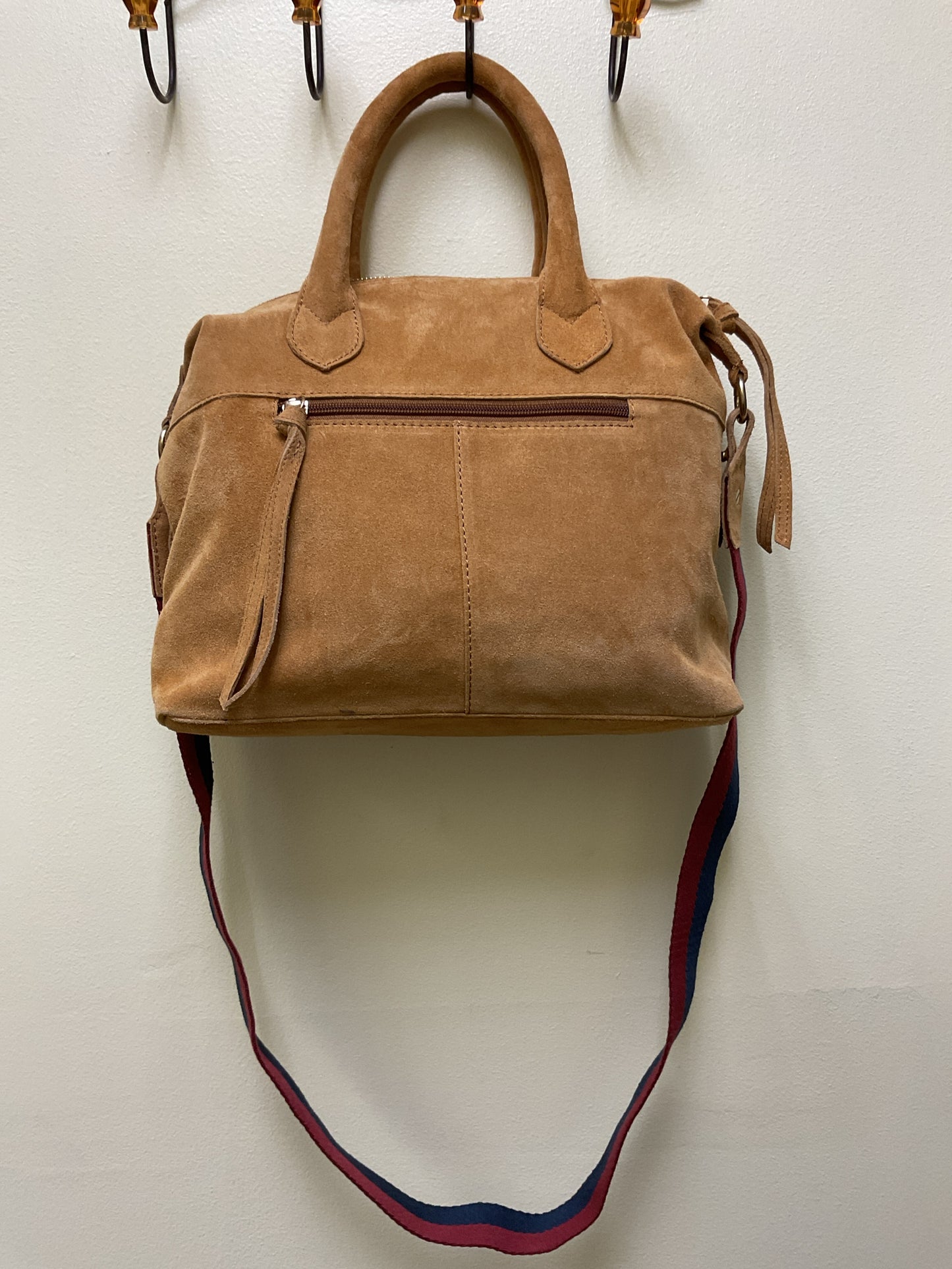Margot Purse suede zip satchel with crossbody strap
