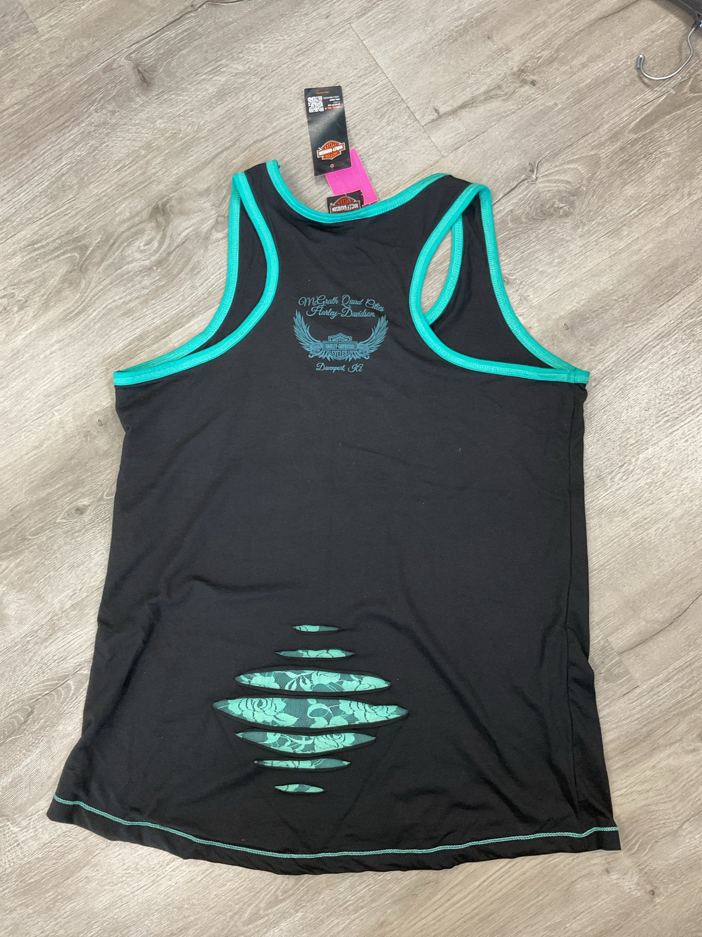 Harley Davidson Size XL Black Shirt New lace mint green tank top