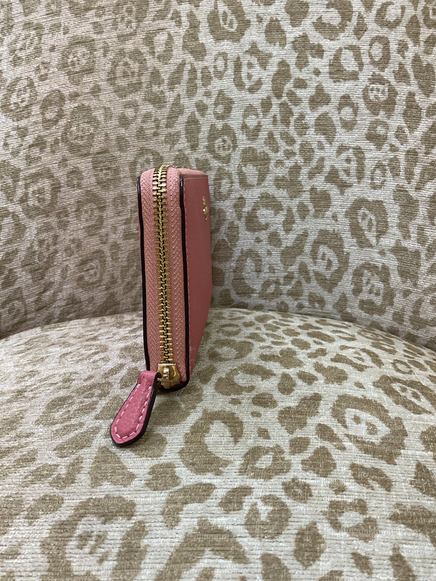 Wallet rose mauve pink zip around gold hardware full size