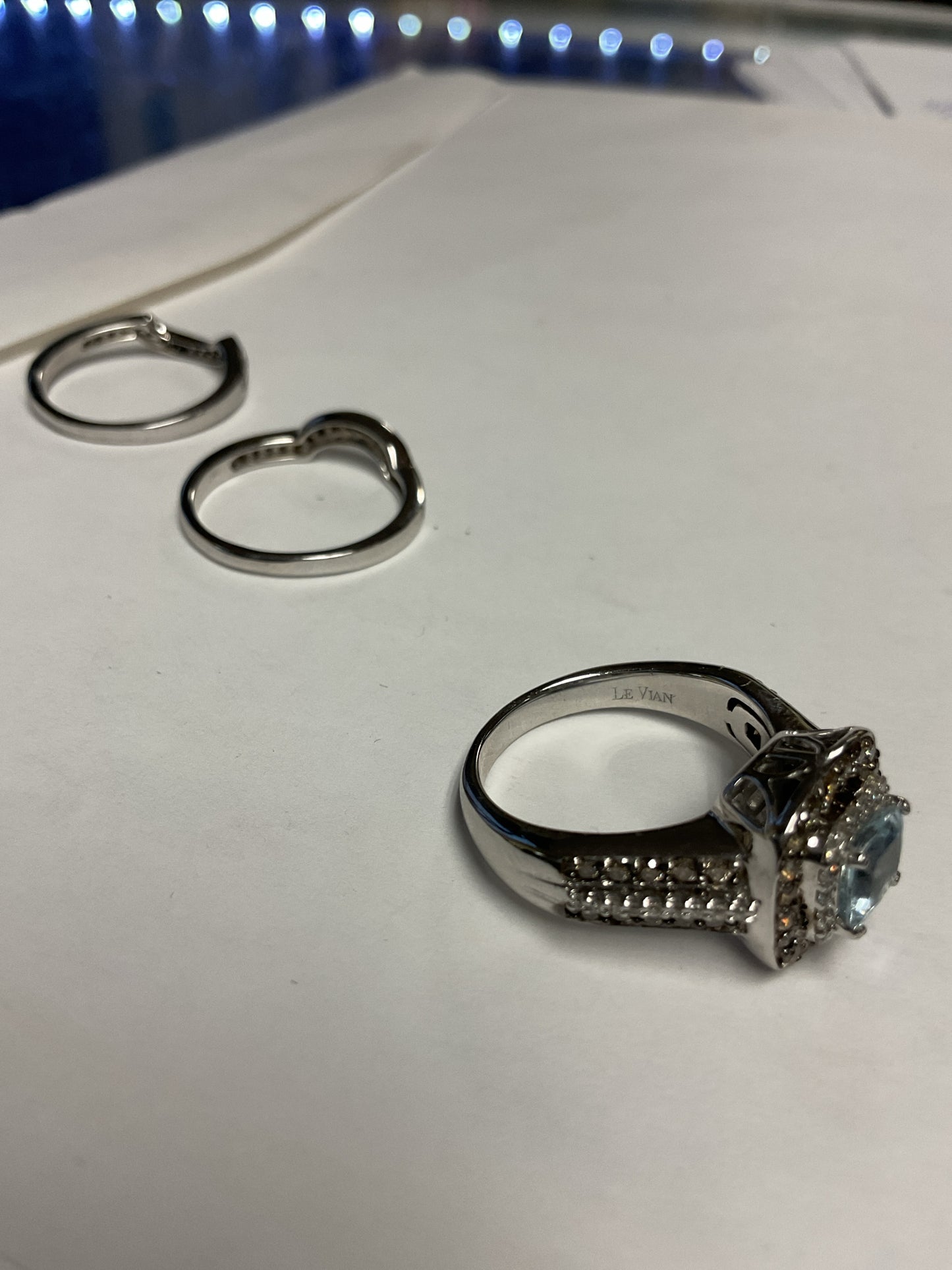 Le Vian Ring aquamarine & diamond 12.7g white gold size 8
