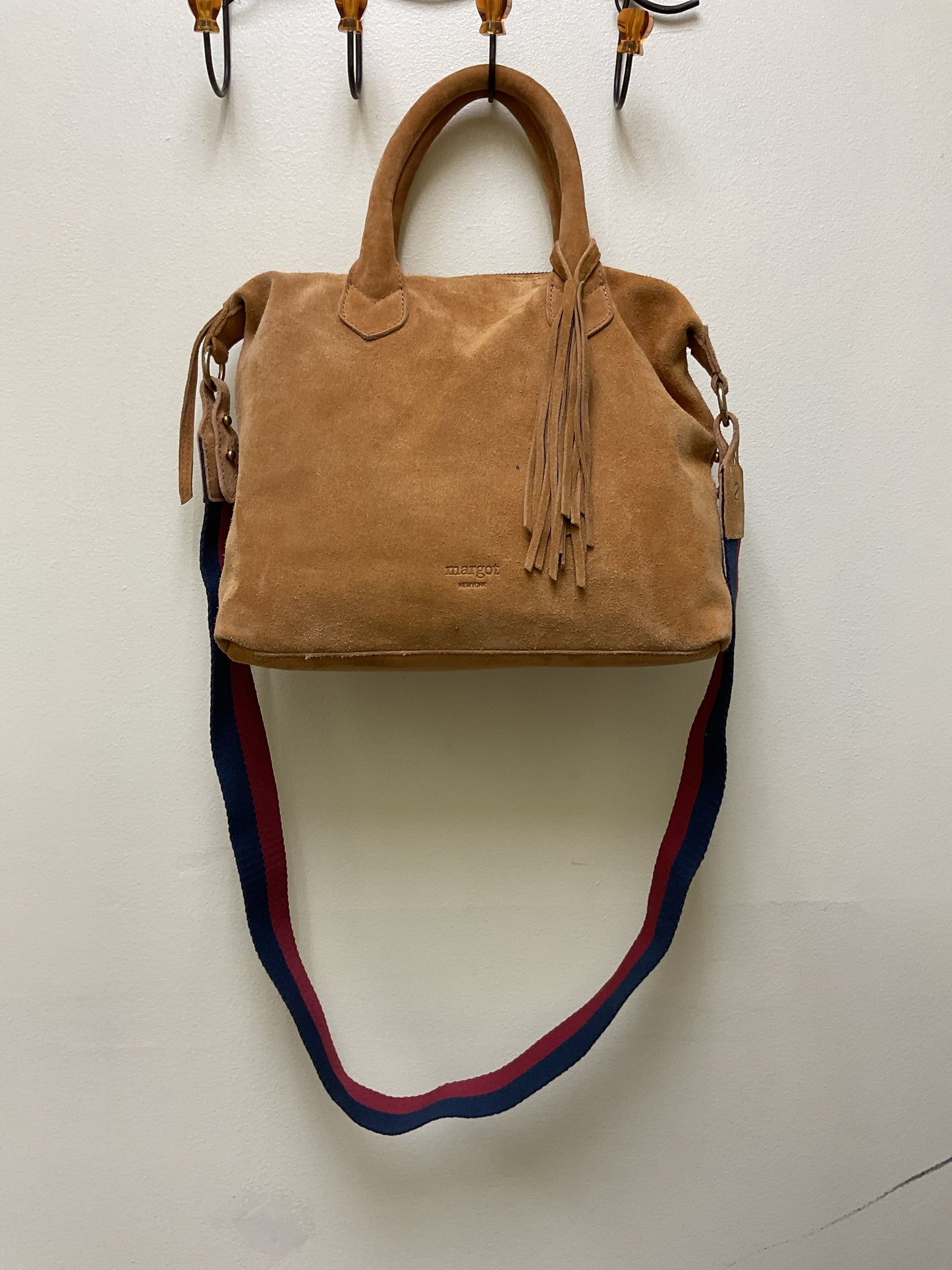 Margot Purse suede zip satchel with crossbody strap