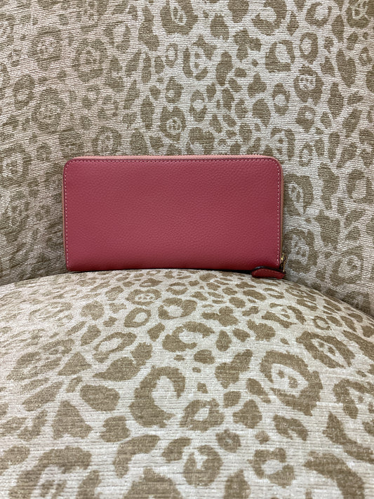 Wallet rose mauve pink zip around gold hardware full size