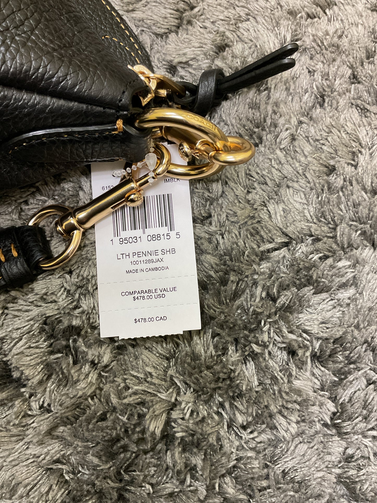 Coach Pennie black leather large crossbody NEW