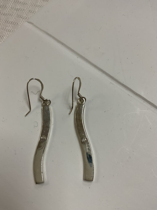 925 Sterling Earrings long dangle turquoise inlaid 2"