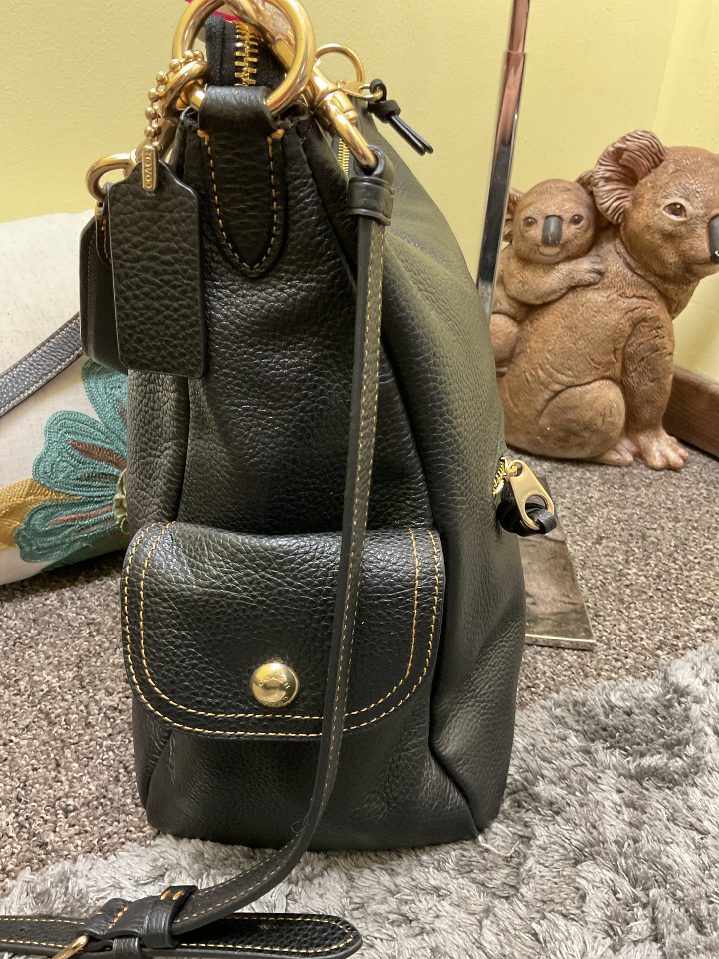 Coach Pennie black leather large crossbody NEW