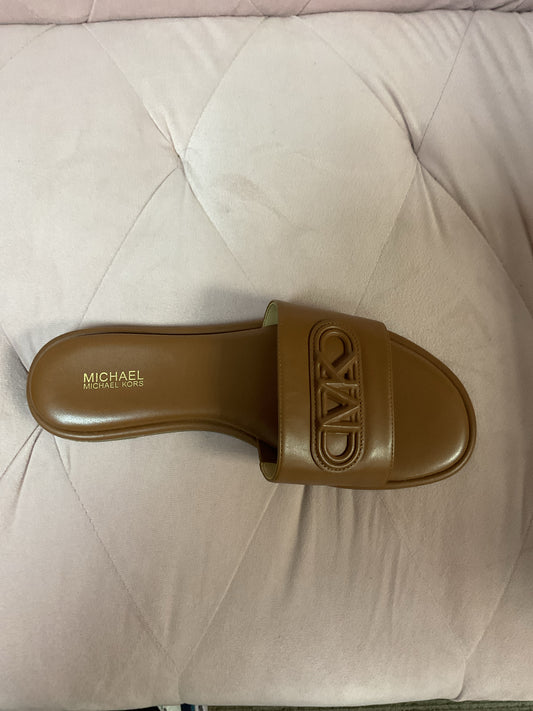 Michael Kors 8 Tan Sandals leather slides NWOB