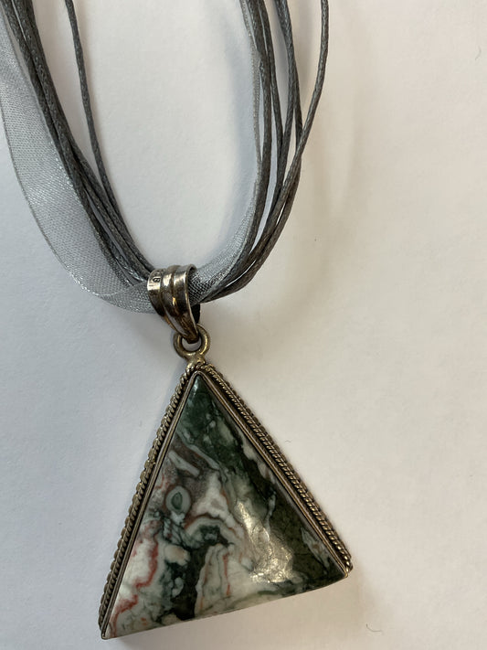 Pendant cappuccino Jasper black pink white sterling setting