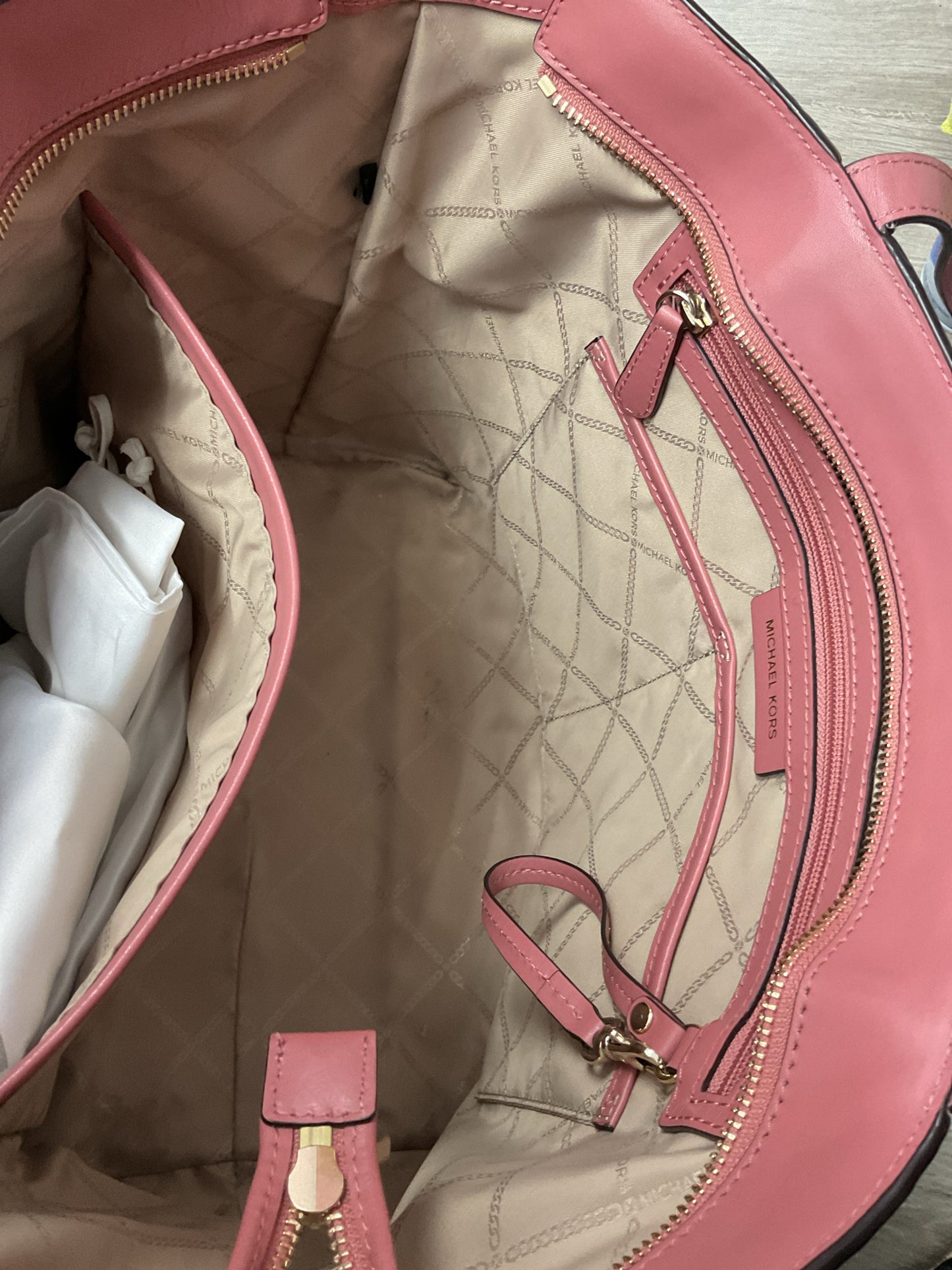 Michael Kors Purse carnation pink pebbled leather zip tote shoulder bag