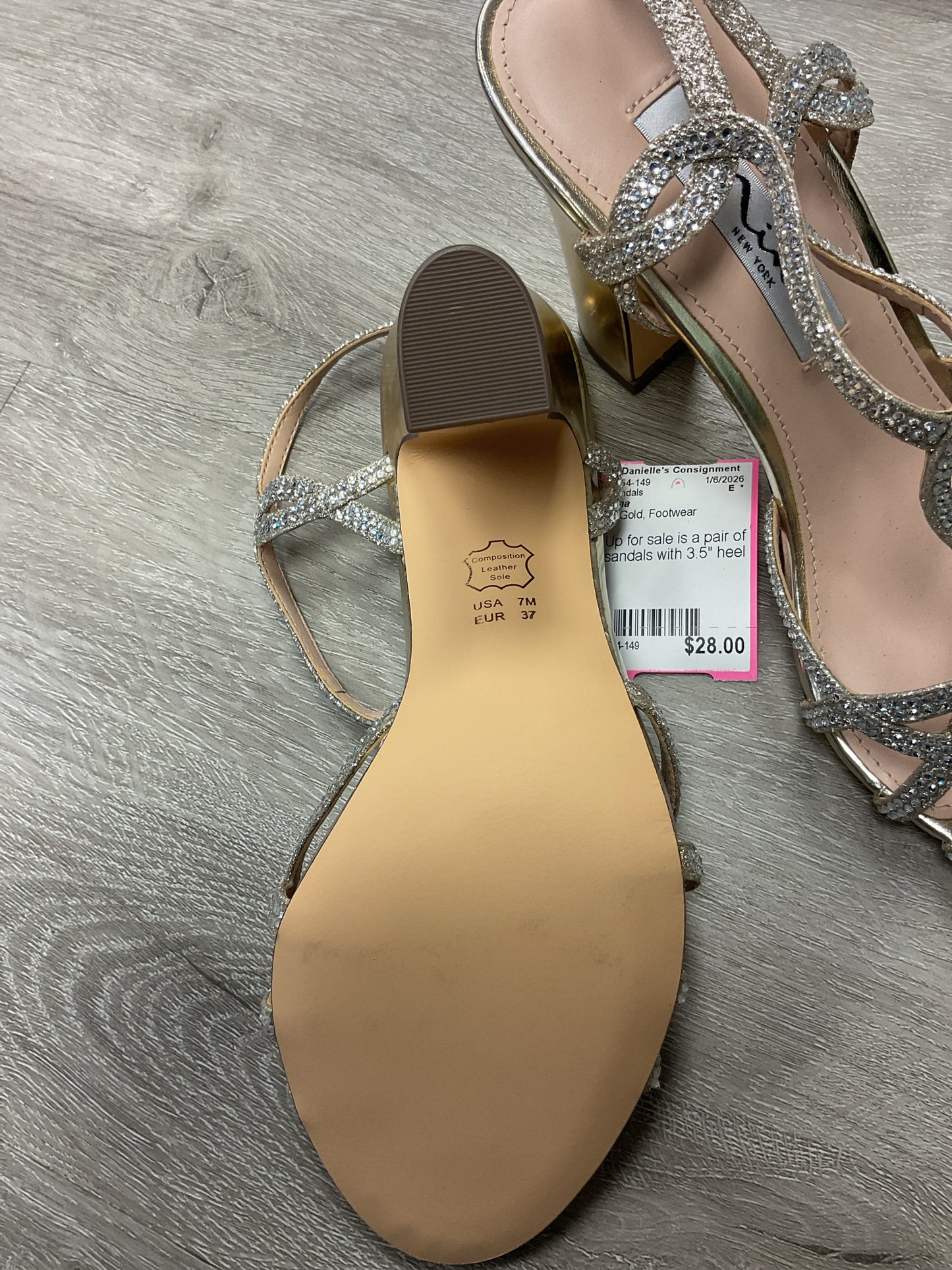 Nina 7 Gold Sandals glitter formal NEW